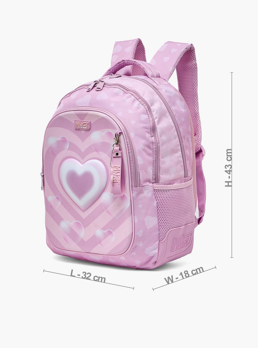شنطة ظهر بطبعة قلب للبنات من 5-8 سنوات مع أحزمة كتف مبطنة من ماست تيم - 17 بوصة-school-bagsandbackpacks-backpacks-image-8