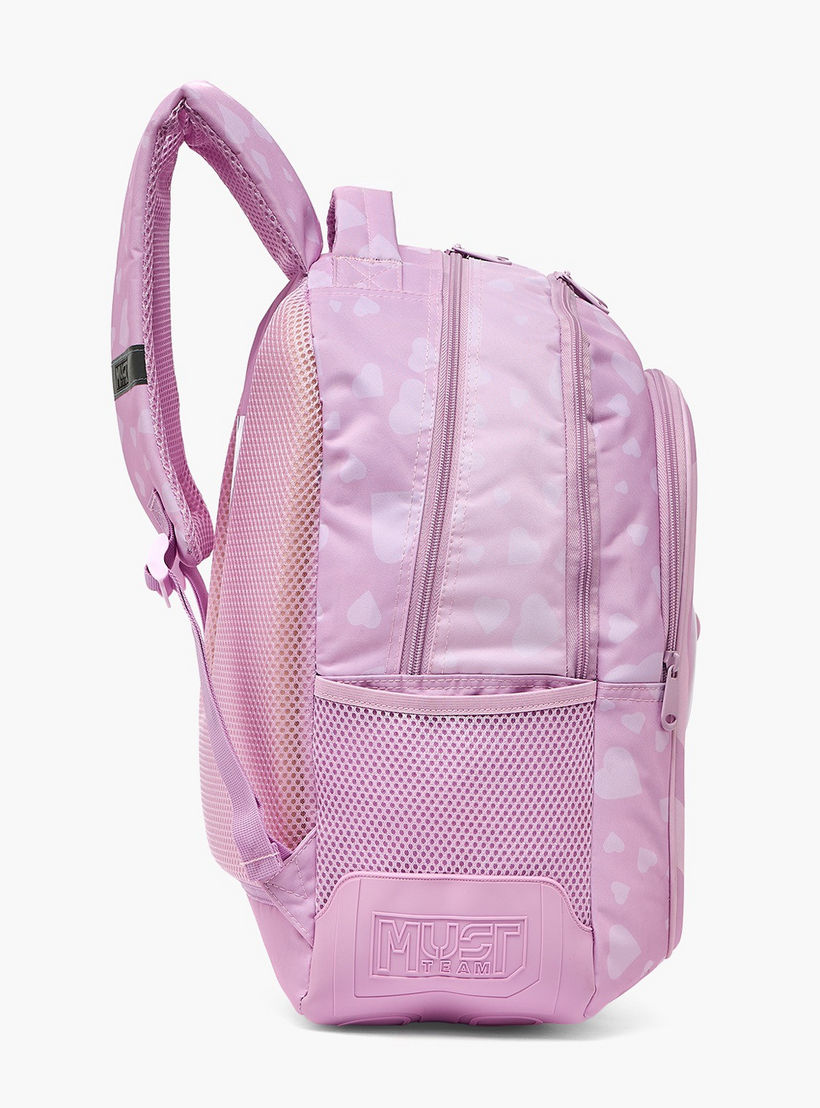شنطة ظهر بطبعة قلب للبنات من 5-8 سنوات مع أحزمة كتف مبطنة من ماست تيم - 17 بوصة-school-bagsandbackpacks-backpacks-image-9