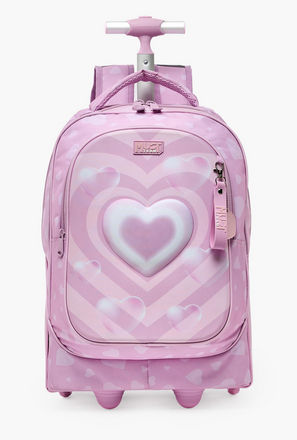 MustTeam Heart Print Trolley Backpack for Girls 8-13 Years with Retractable Handle - 17 inches-school-image-1