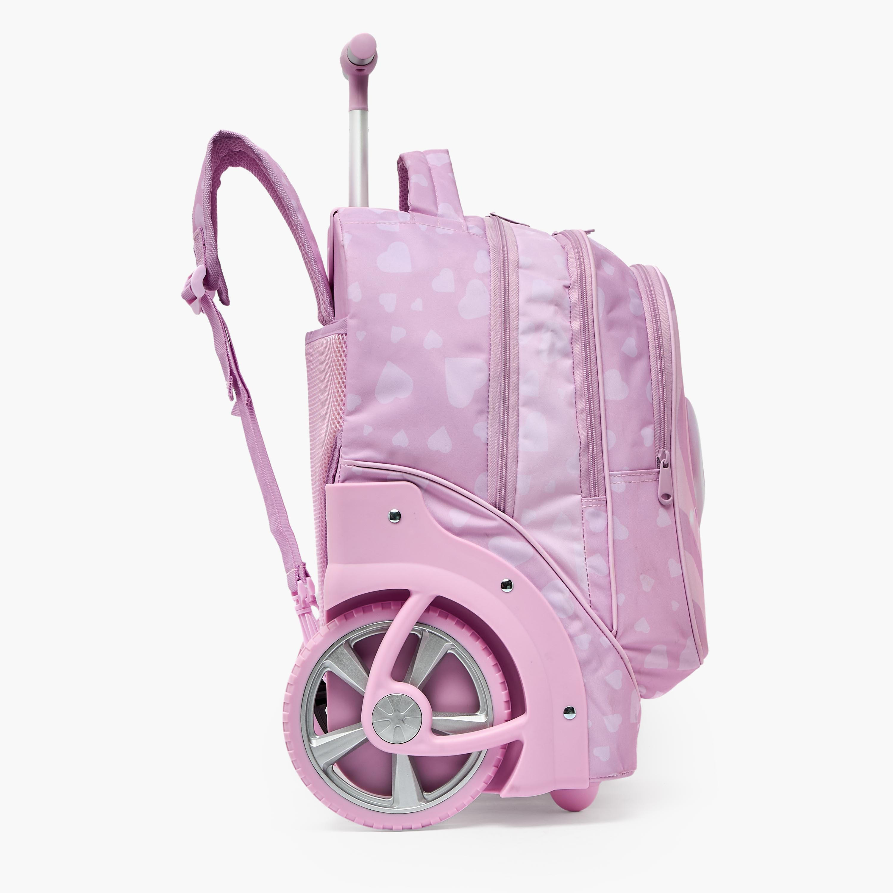 MustTeam Heart Print Trolley Backpack for Girls 8-13 Years with Retractable Handle - 17 inches-school-bagsandbackpacks-trolleybags-image-10