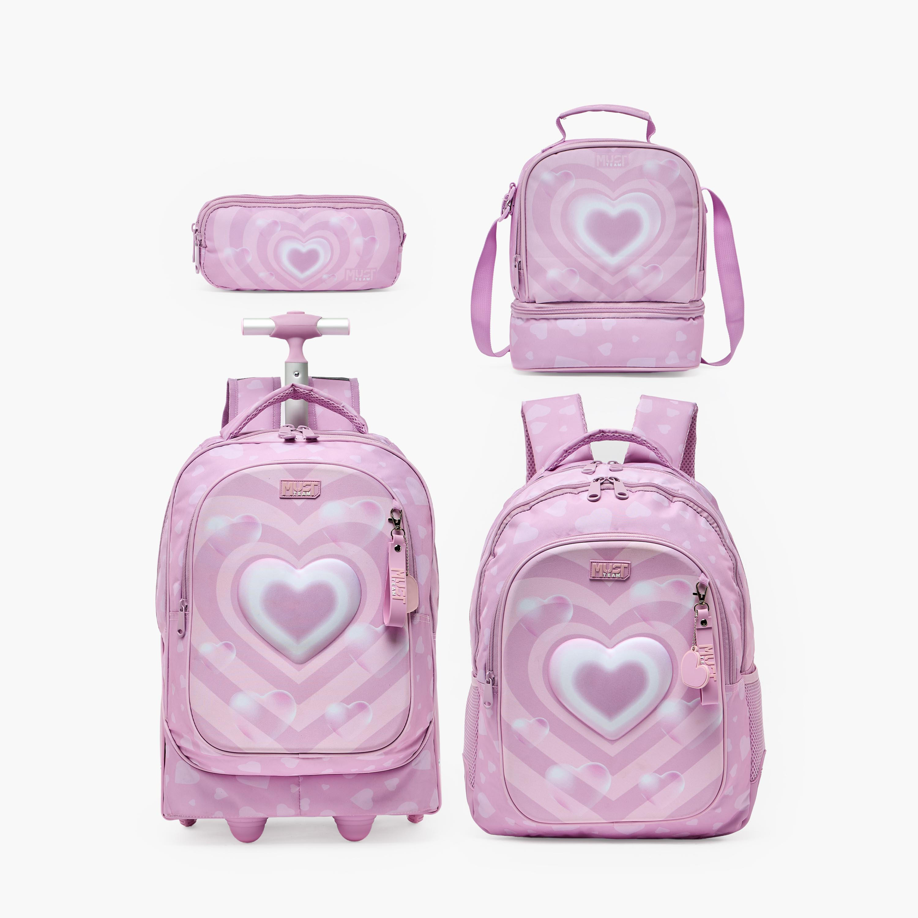 MustTeam Heart Print Trolley Backpack for Girls 8-13 Years with Retractable Handle - 17 inches-school-bagsandbackpacks-trolleybags-image-14