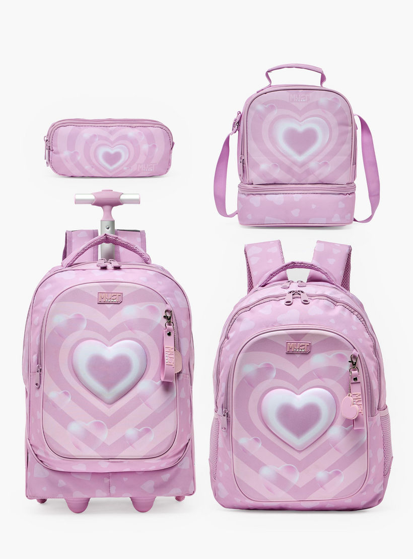 MustTeam Heart Print Trolley Backpack for Girls 8-13 Years with Retractable Handle - 17 inches-school-bagsandbackpacks-trolleybags-image-14