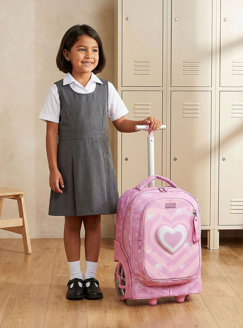 MustTeam Heart Print Trolley Backpack for Girls 8-13 Years with Retractable Handle - 17 inches-school-bagsandbackpacks-trolleybags-image-3