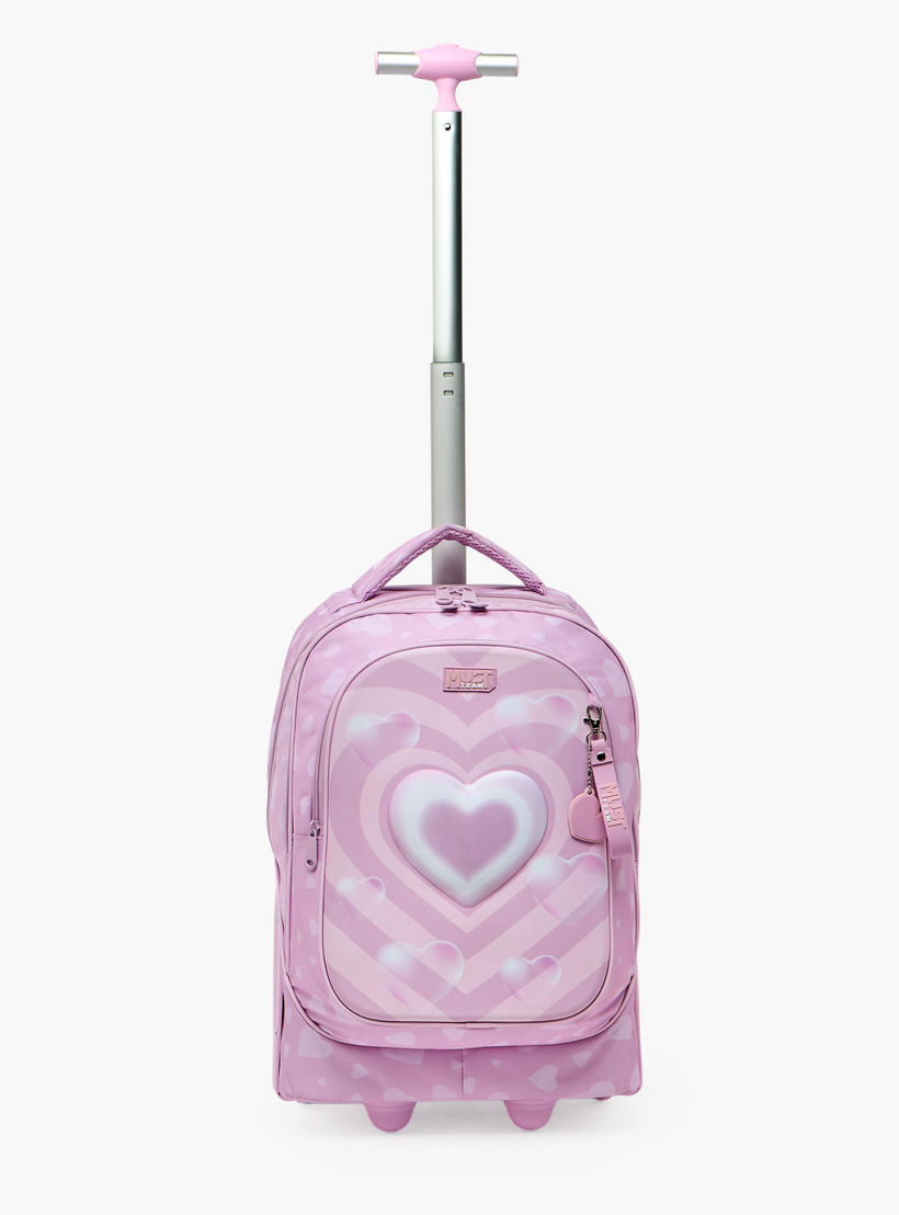 MustTeam Heart Print Trolley Backpack for Girls 8-13 Years with Retractable Handle - 17 inches-school-bagsandbackpacks-trolleybags-image-4