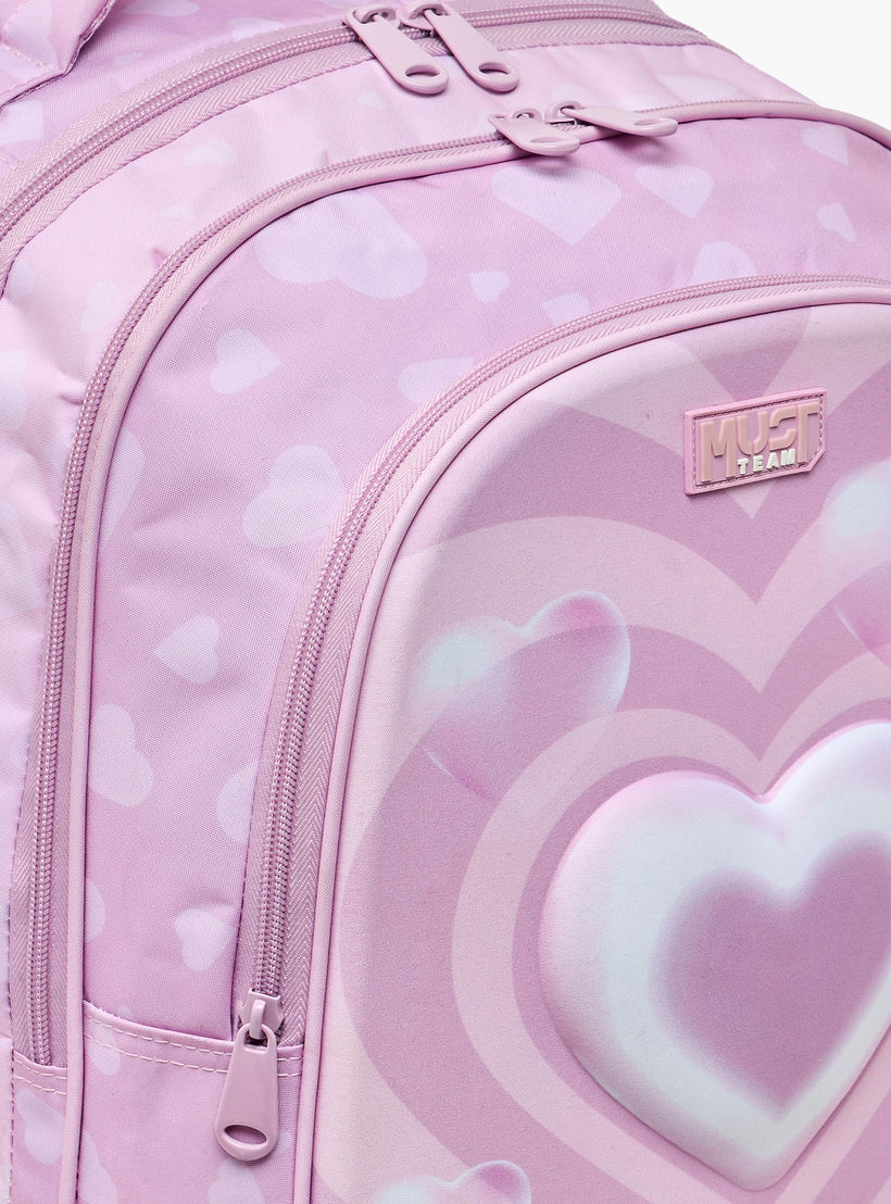 MustTeam Heart Print Trolley Backpack for Girls 8-13 Years with Retractable Handle - 17 inches-school-bagsandbackpacks-trolleybags-image-6