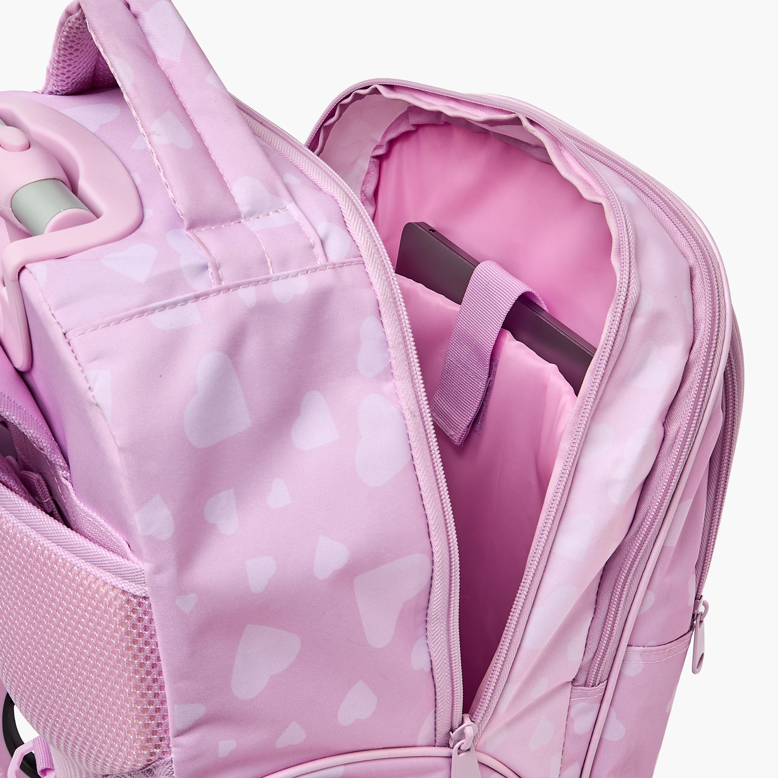 MustTeam Heart Print Trolley Backpack for Girls 8-13 Years with Retractable Handle - 17 inches-school-bagsandbackpacks-trolleybags-image-8