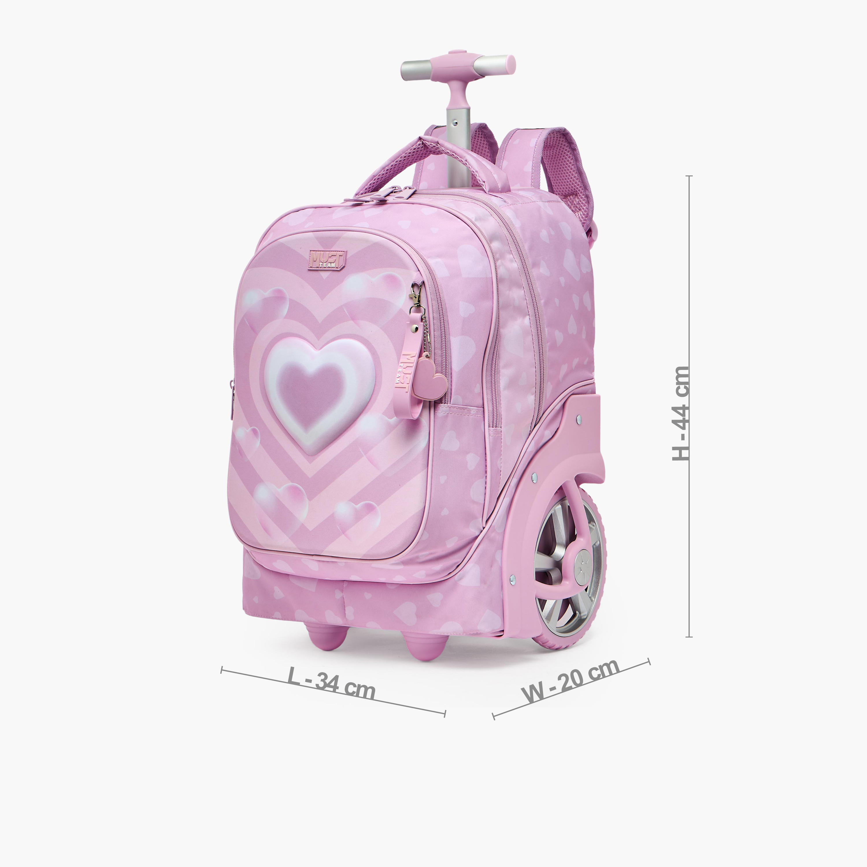MustTeam Heart Print Trolley Backpack for Girls 8-13 Years with Retractable Handle - 17 inches-school-bagsandbackpacks-trolleybags-image-9