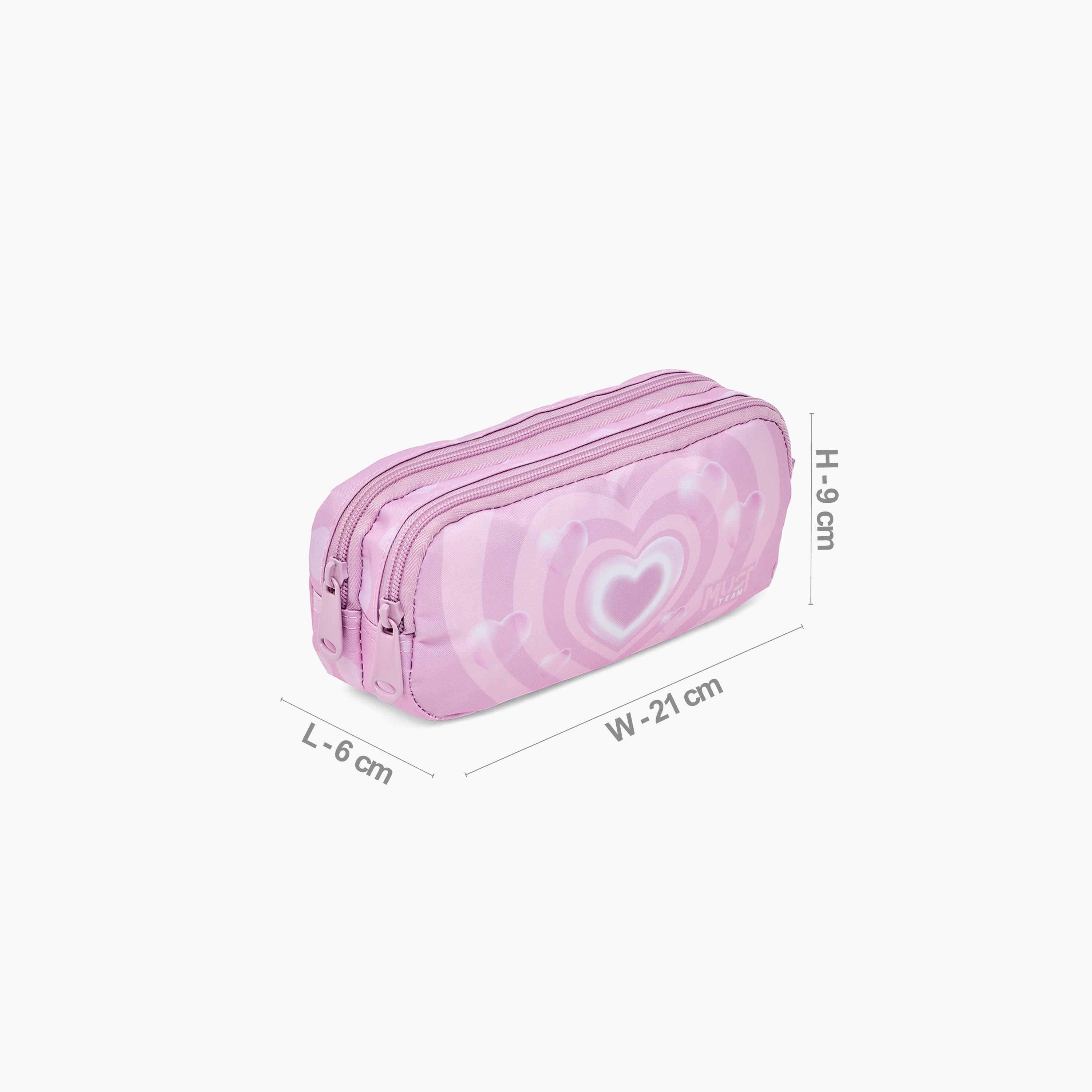 MustTeam Heart Print Pencil Pouch with 2 Compartments-school-stationery-pencilcases-image-3