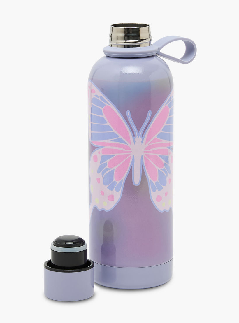 SAMI STUDIO Butterfly Print Stainless Steel Water Bottle with Loop Handle - 500 ml-school-waterbottles-image-2