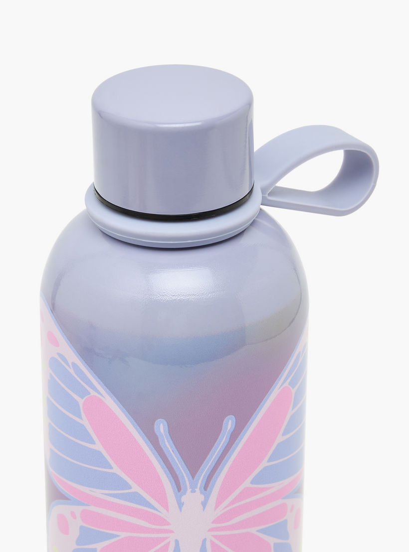 SAMI STUDIO Butterfly Print Stainless Steel Water Bottle with Loop Handle - 500 ml-school-waterbottles-image-4