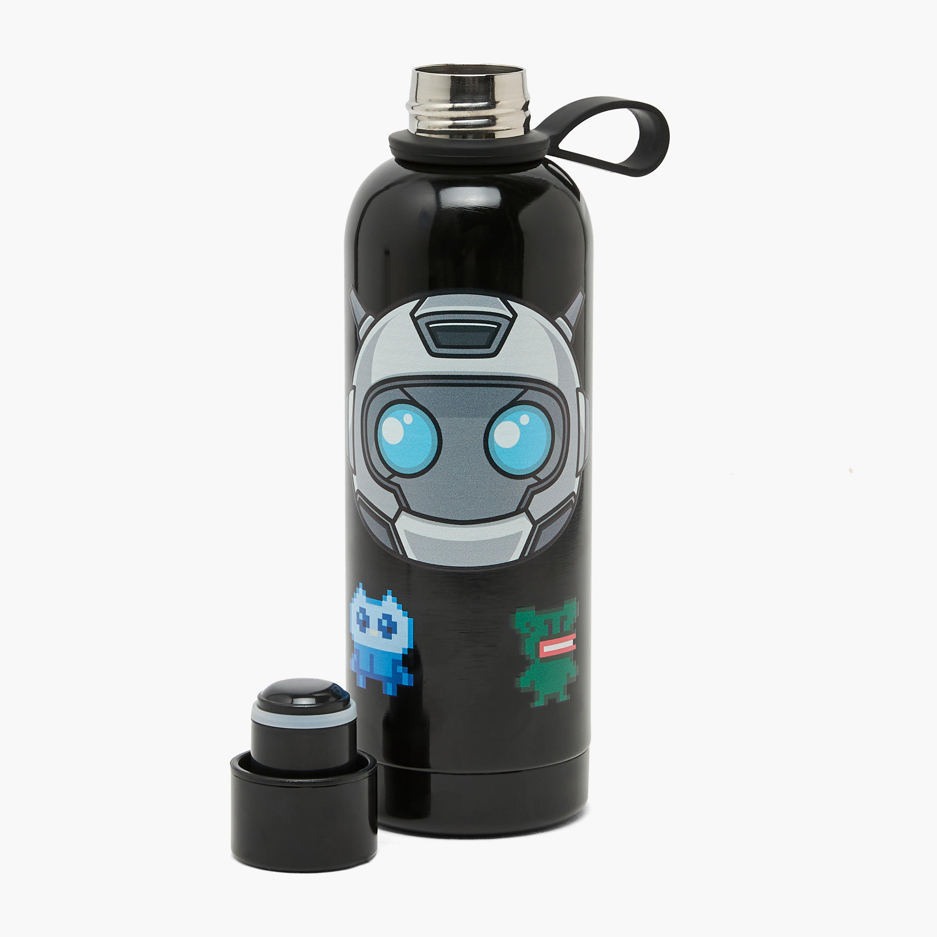 SAMI STUDIO Robot Print Stainless Steel Water Bottle with Loop Handle - 500 ml-school-waterbottles-image-2