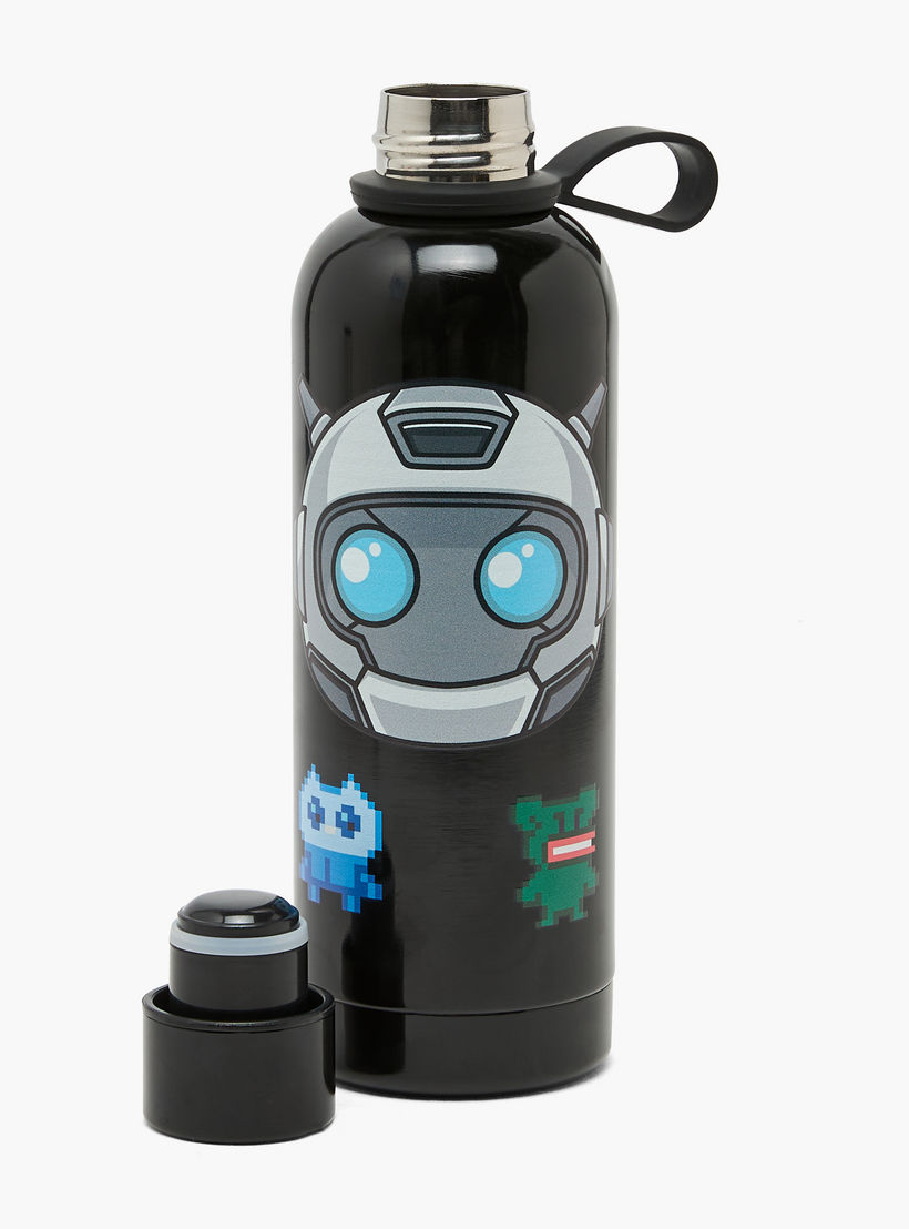 SAMI STUDIO Robot Print Stainless Steel Water Bottle with Loop Handle - 500 ml-school-waterbottles-image-2