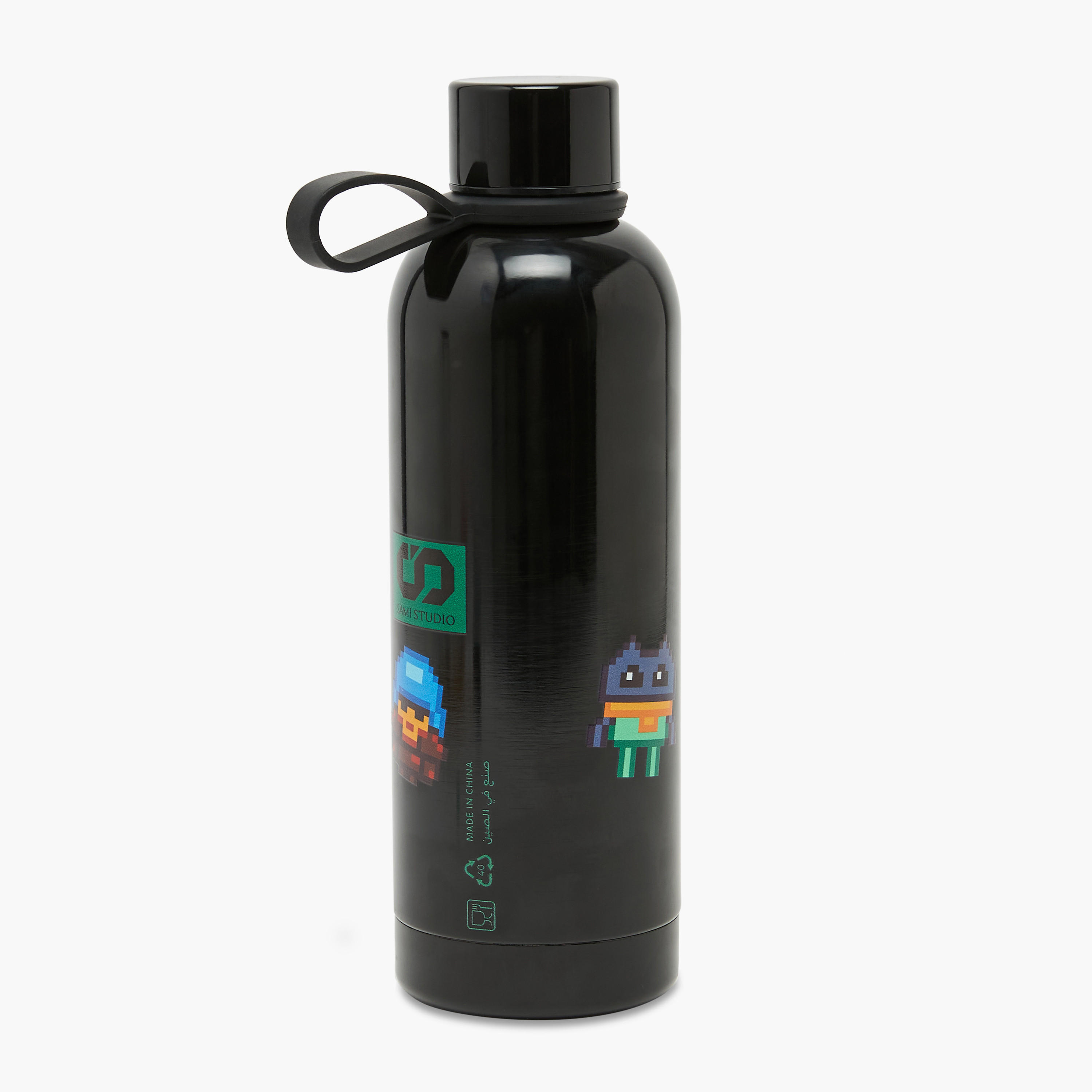 SAMI STUDIO Robot Print Stainless Steel Water Bottle with Loop Handle - 500 ml-school-waterbottles-image-3