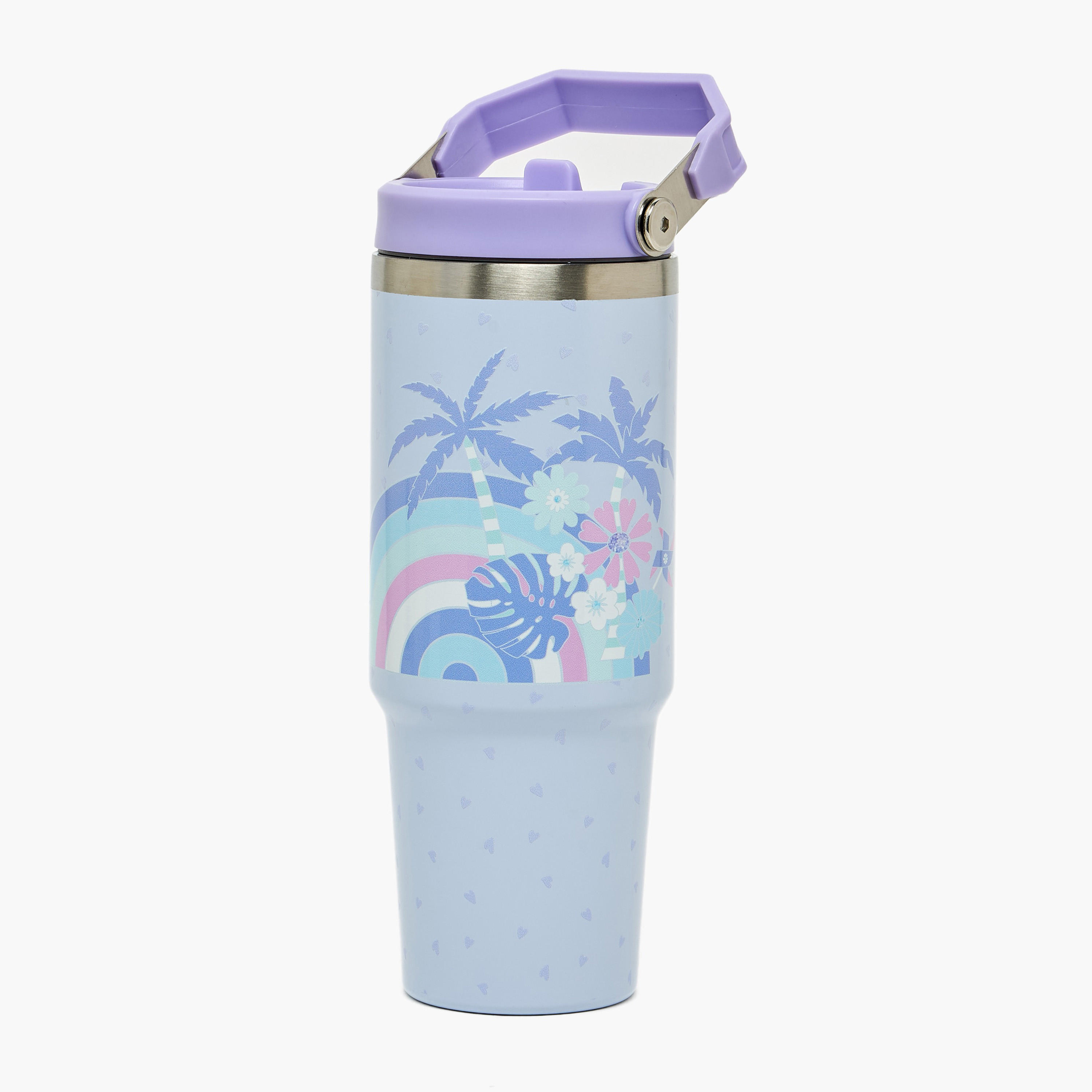 قارورة مياه ستانلس ستيل بفوهة قابلة للطي ومقبض وطبعات من سامي ستوديو - 1.2 لتر-school-waterbottles-image-1