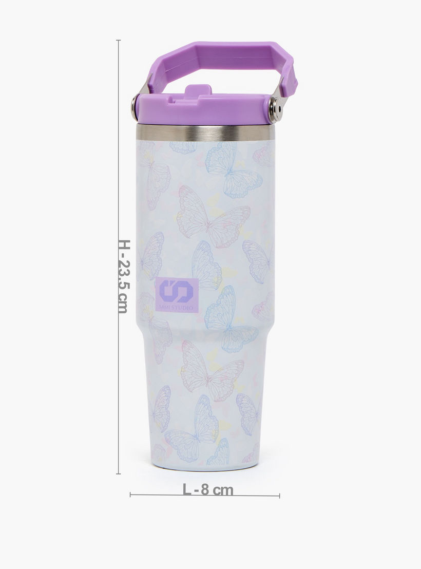 كوب ستانلس ستيل بطبعات فراشة وقشة من سامي ستوديو - 1.2 لتر-school-waterbottles-image-3