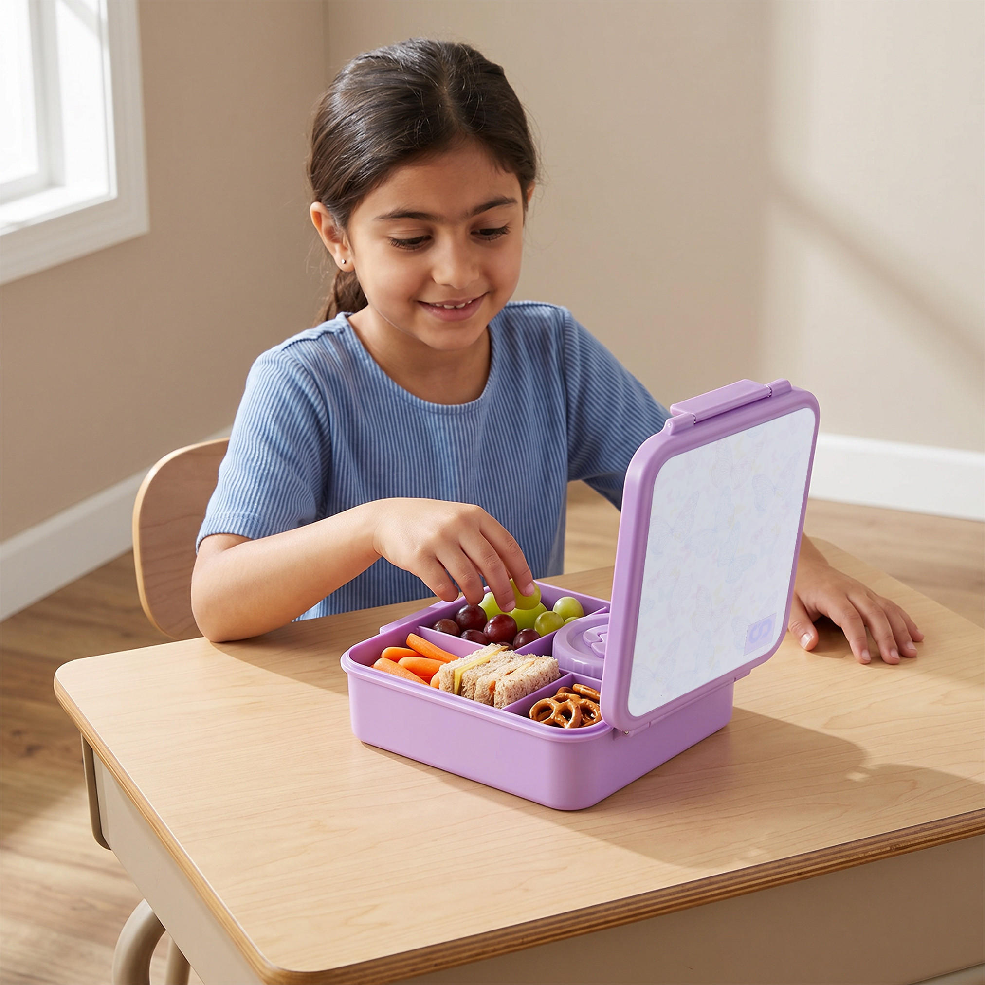 SAMI STUDIO Butterfly Print Lunch Box for Girls with Clip Lock Lid - 900 ml-school-lunchessentials-lunchboxes-image-3