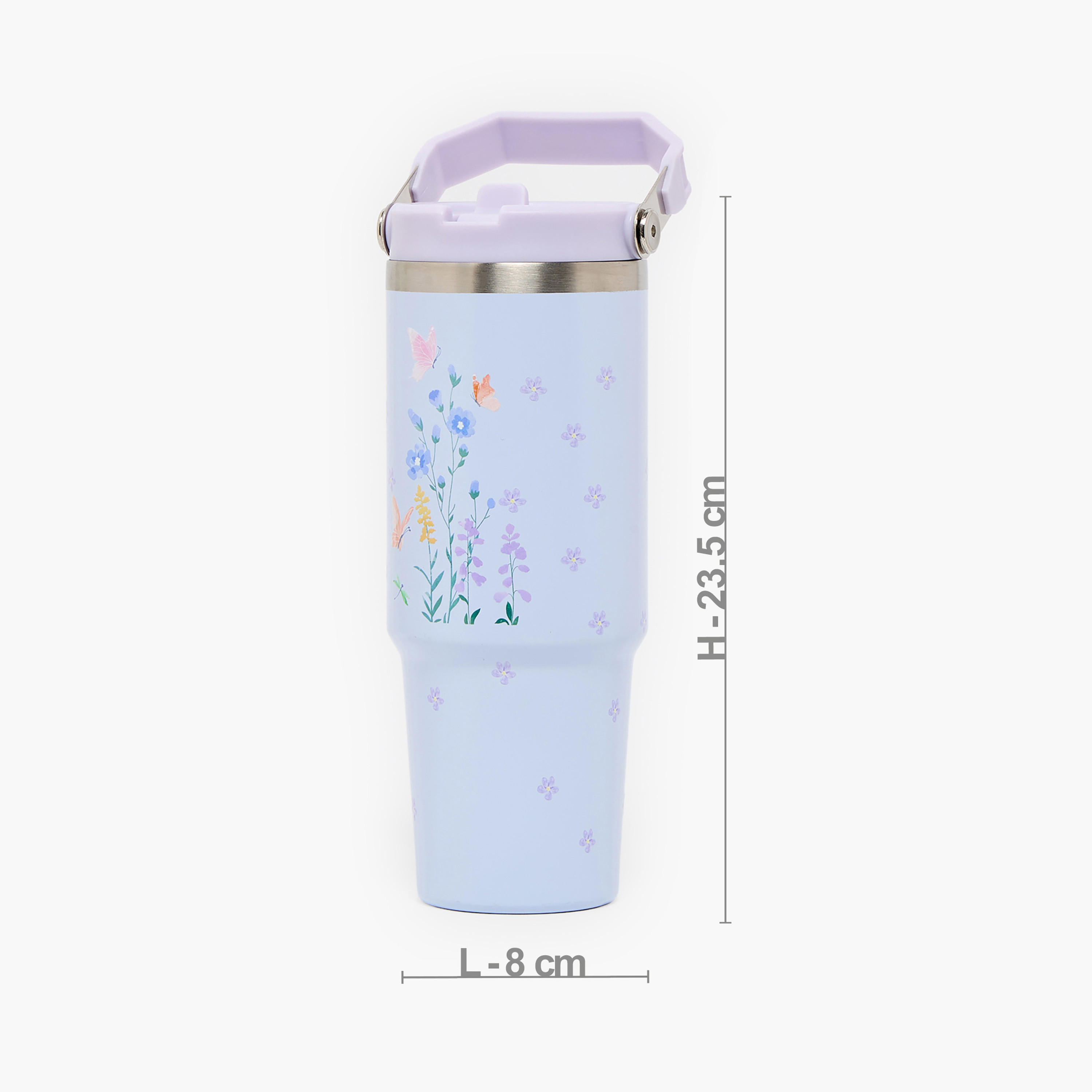 SAMI STUDIO Floral Print Stainless Steel Water Bottle with Flip Spout and Handle - 1.2 L-school-waterbottles-image-3