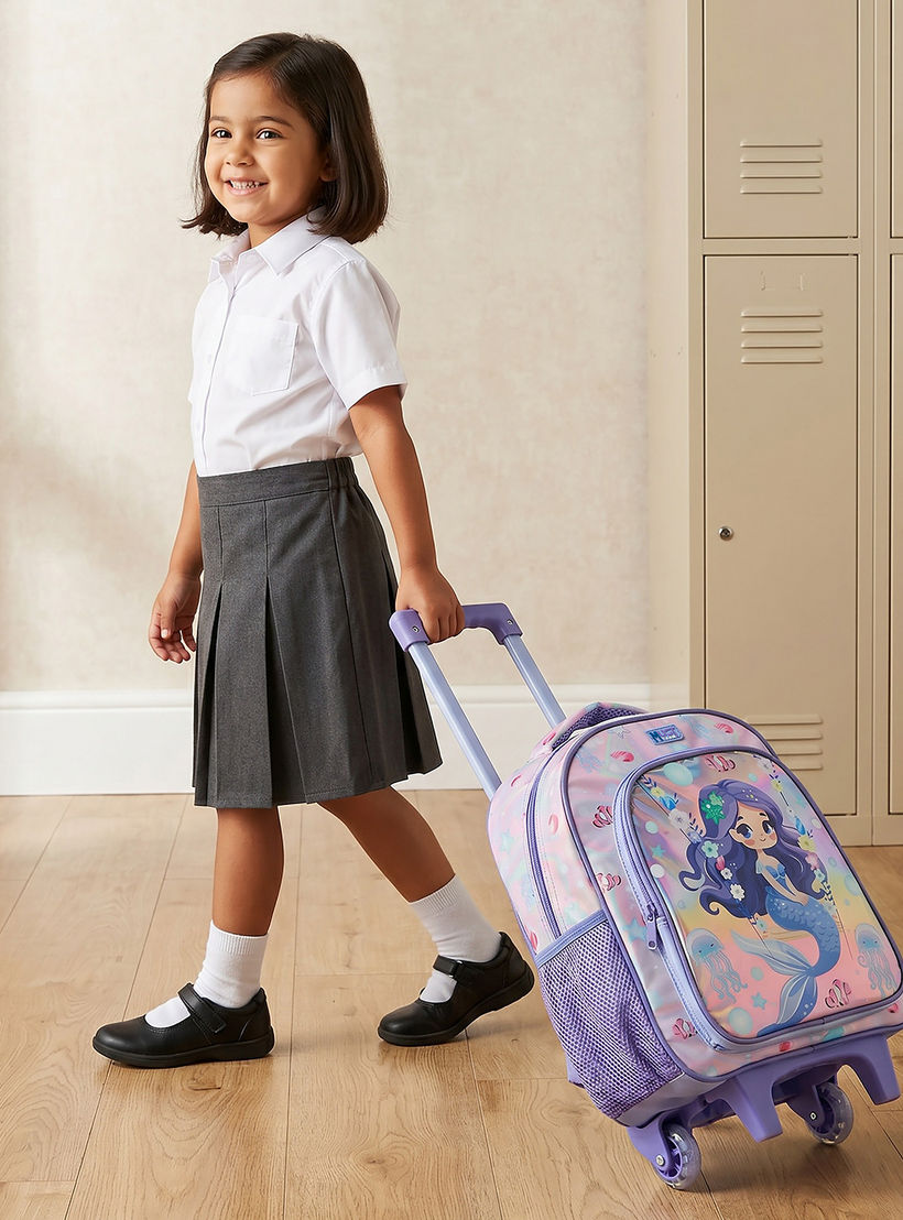 طقم شنطة ترولي مدرسية 3 قطع للبنات 5-8 سنوات مع شنطة غداء وطبعات من مست تيم - 12 بوصة-school-bagsandbackpacks-trolleybags-image-4