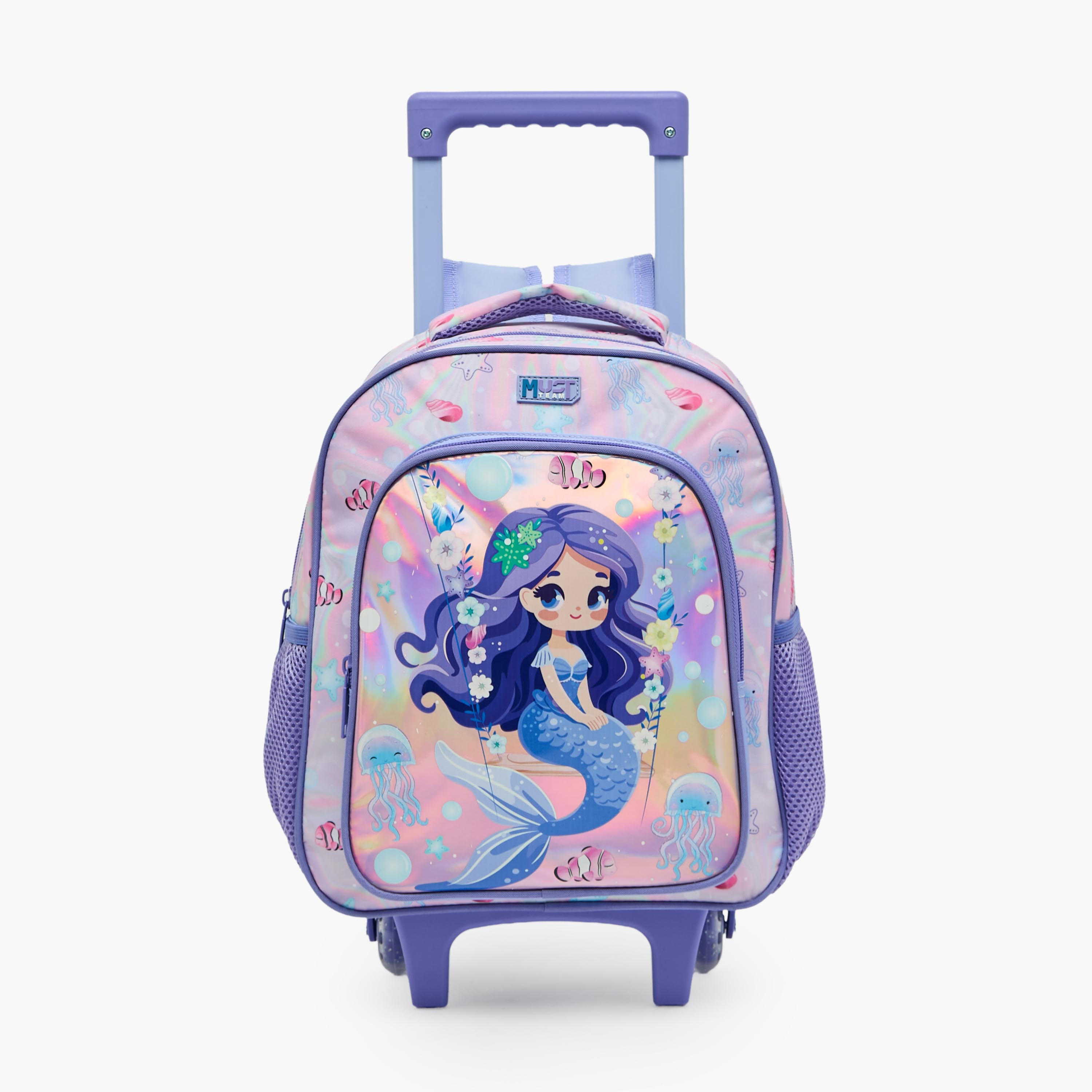 طقم شنطة ترولي مدرسية 3 قطع للبنات 5-8 سنوات مع شنطة غداء وطبعات من مست تيم - 12 بوصة-school-bagsandbackpacks-trolleybags-image-5