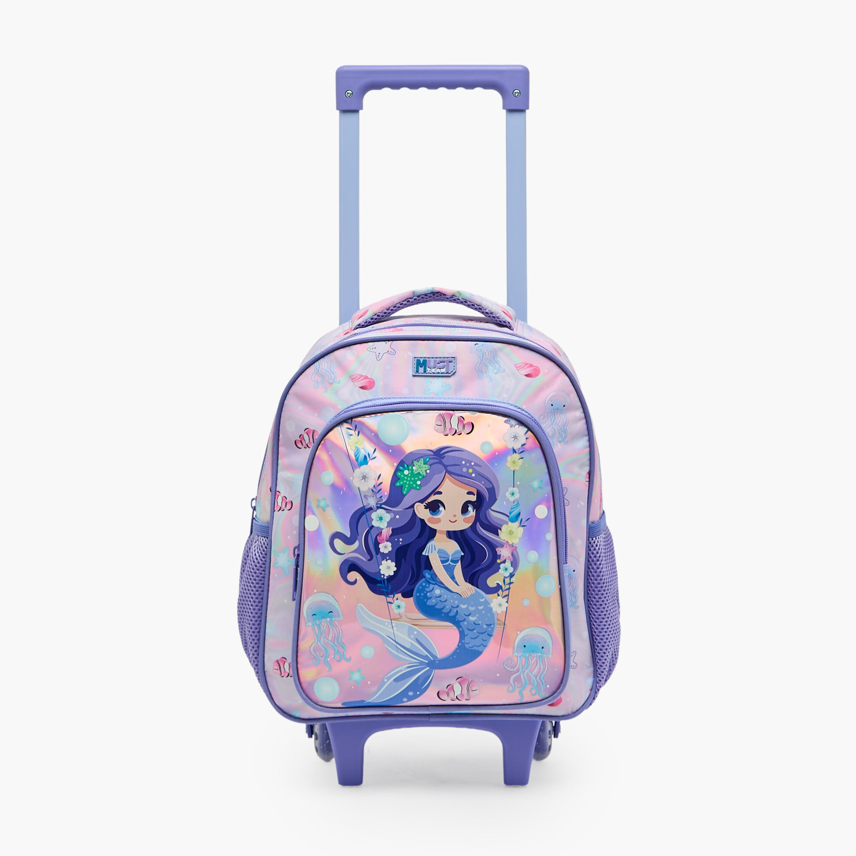 طقم شنطة ترولي مدرسية 3 قطع للبنات 5-8 سنوات مع شنطة غداء وطبعات من مست تيم - 12 بوصة-school-bagsandbackpacks-trolleybags-image-6