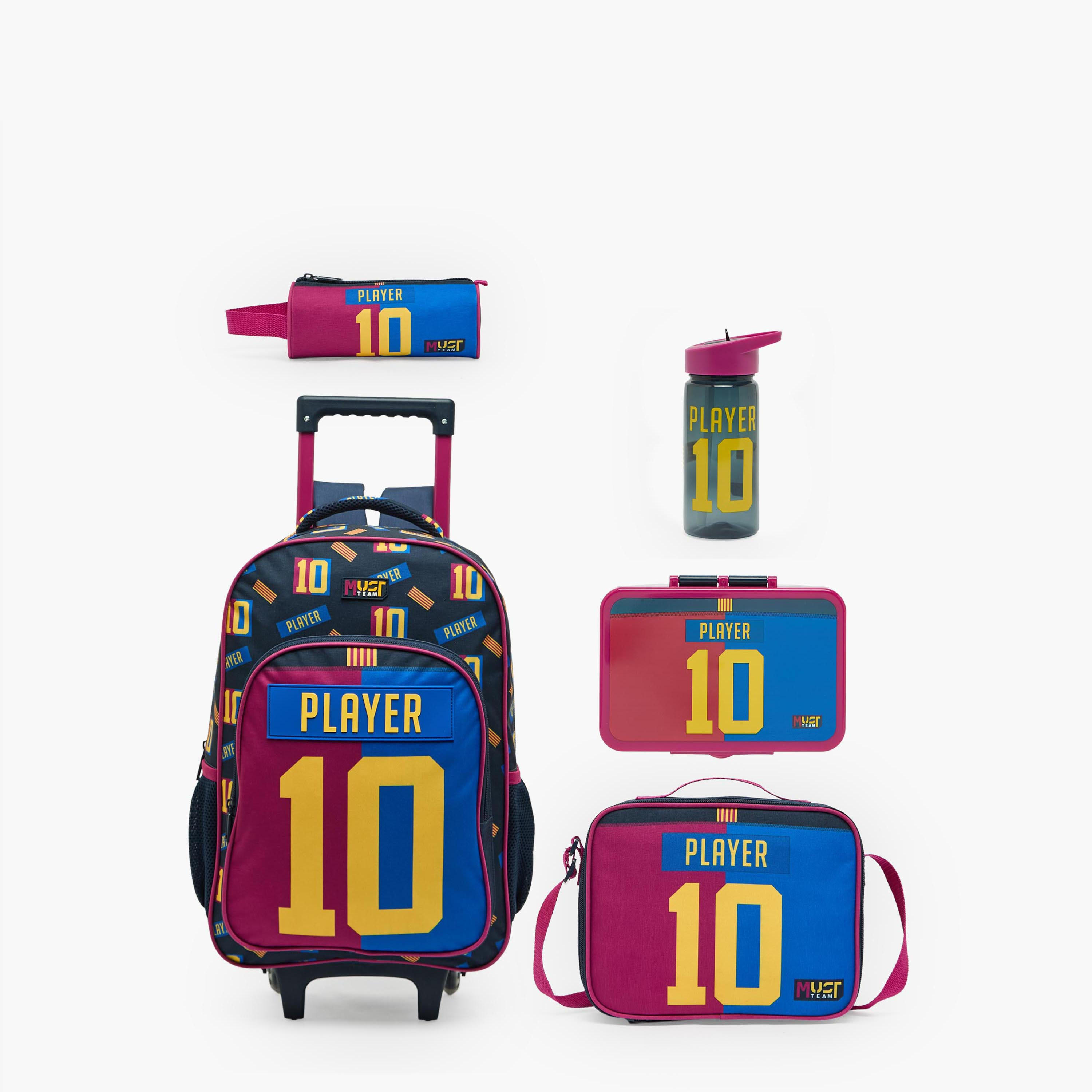 MustTeam Printed 5-Piece School Trolley Bag Set for Boys 5-8 Years with Lunch Bag - 16 inches-school-bagsandbackpacks-trolleybags-image-2