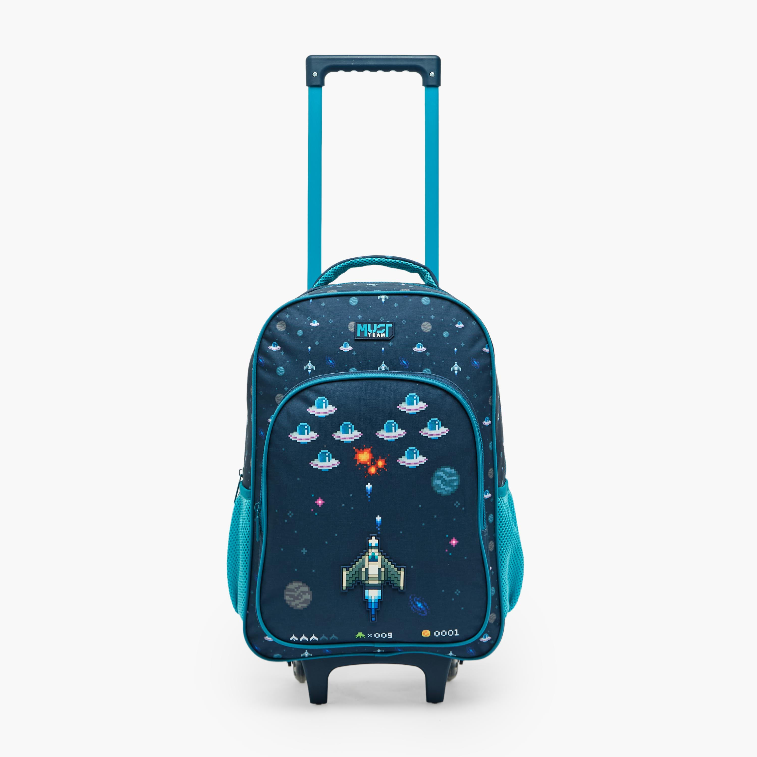 MustTeam Game Print 4-Piece School Trolley Bag Set for Boys 5-8 Years with Pencil Pouch - 16 inches-school-bagsandbackpacks-trolleybags-image-5