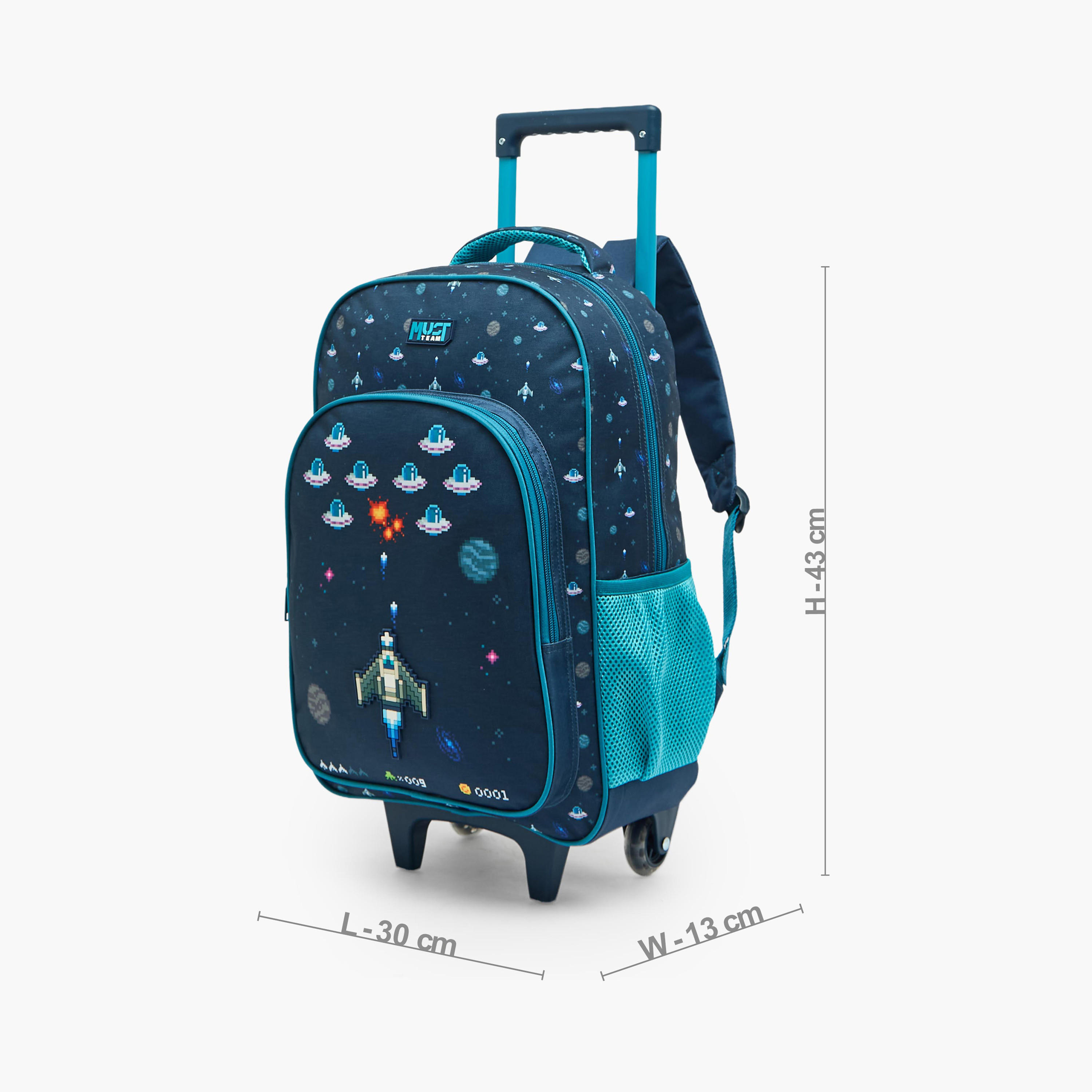 MustTeam Game Print 4-Piece School Trolley Bag Set for Boys 5-8 Years with Pencil Pouch - 16 inches-school-bagsandbackpacks-trolleybags-image-9