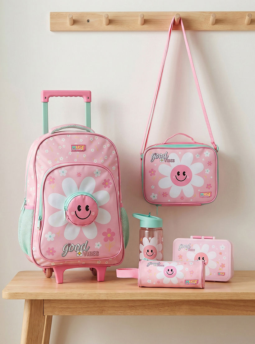 طقم شنطة ترولي مدرسية 5 قطع للبنات 5-8 سنوات مع شنطة غداء وطبعات من مست تيم - 16 بوصة-school-bagsandbackpacks-trolleybags-image-1
