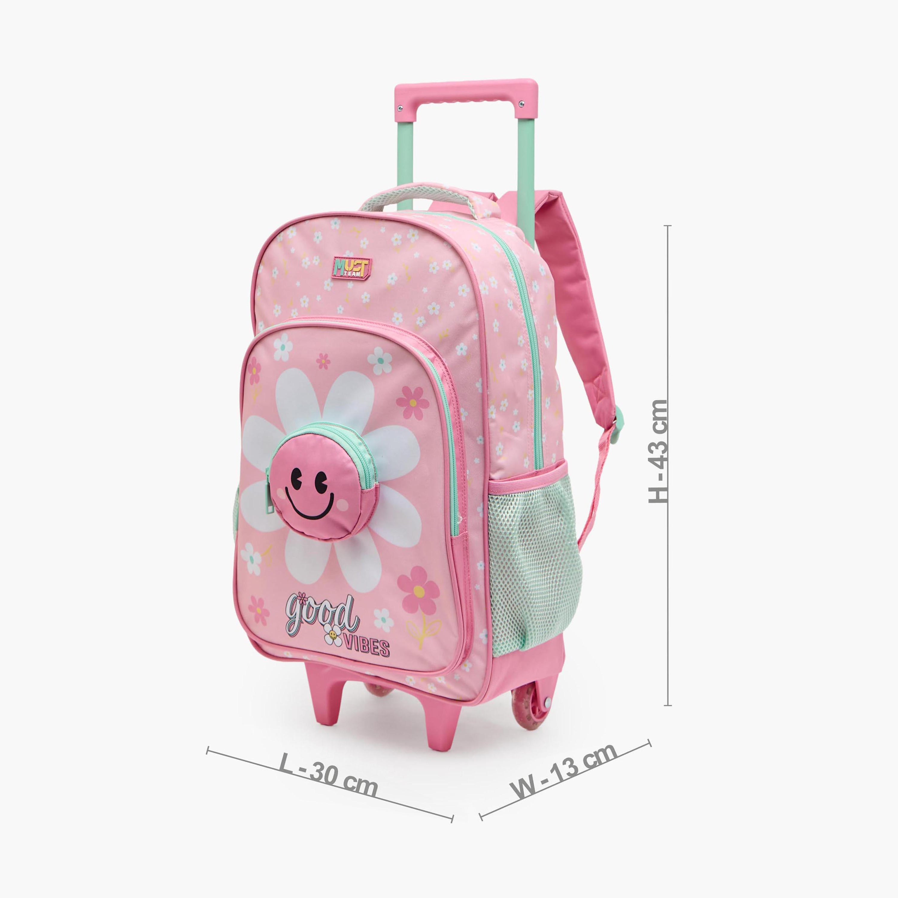 طقم شنطة ترولي مدرسية 5 قطع للبنات 5-8 سنوات مع شنطة غداء وطبعات من مست تيم - 16 بوصة-school-bagsandbackpacks-trolleybags-image-10