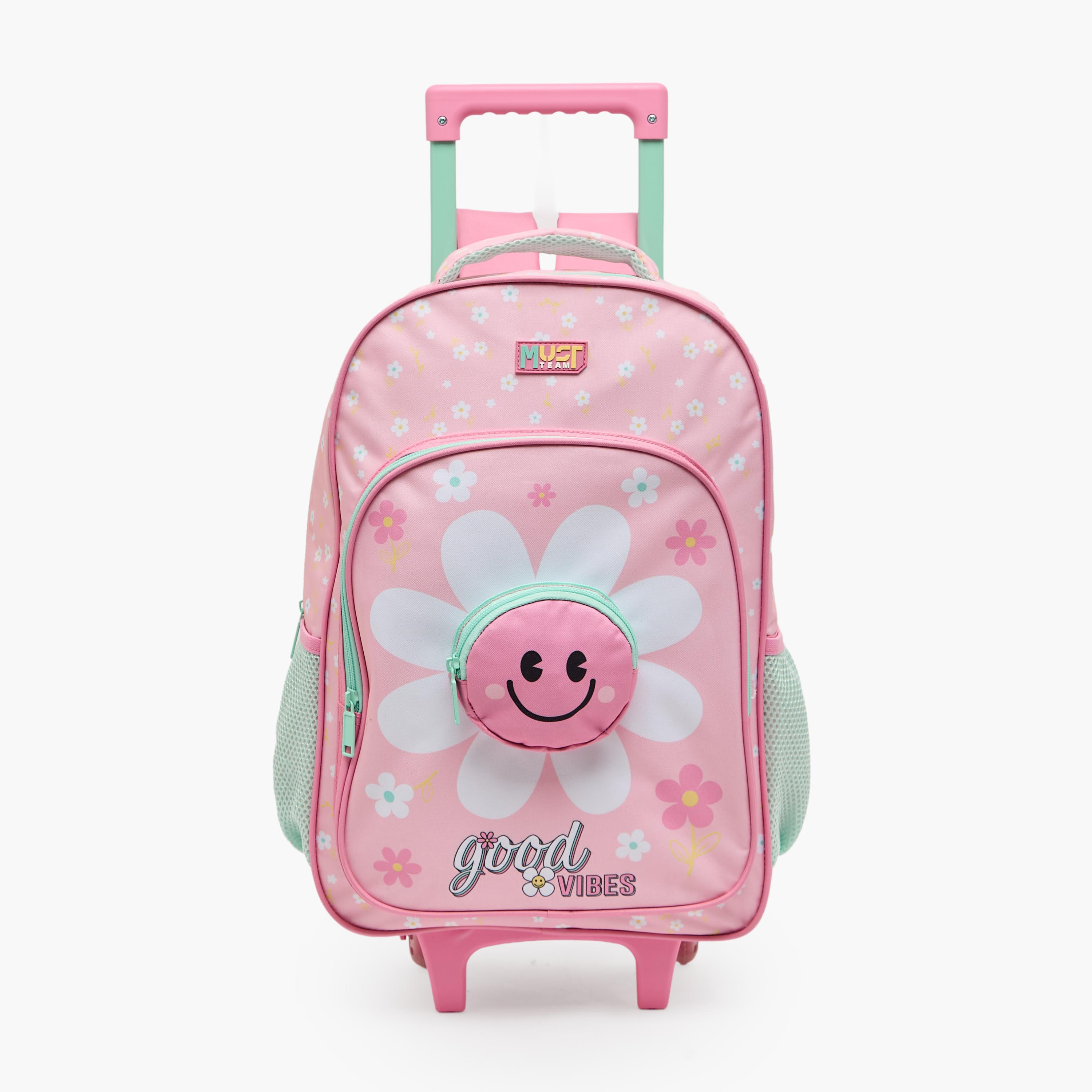 طقم شنطة ترولي مدرسية 5 قطع للبنات 5-8 سنوات مع شنطة غداء وطبعات من مست تيم - 16 بوصة-school-bagsandbackpacks-trolleybags-image-5