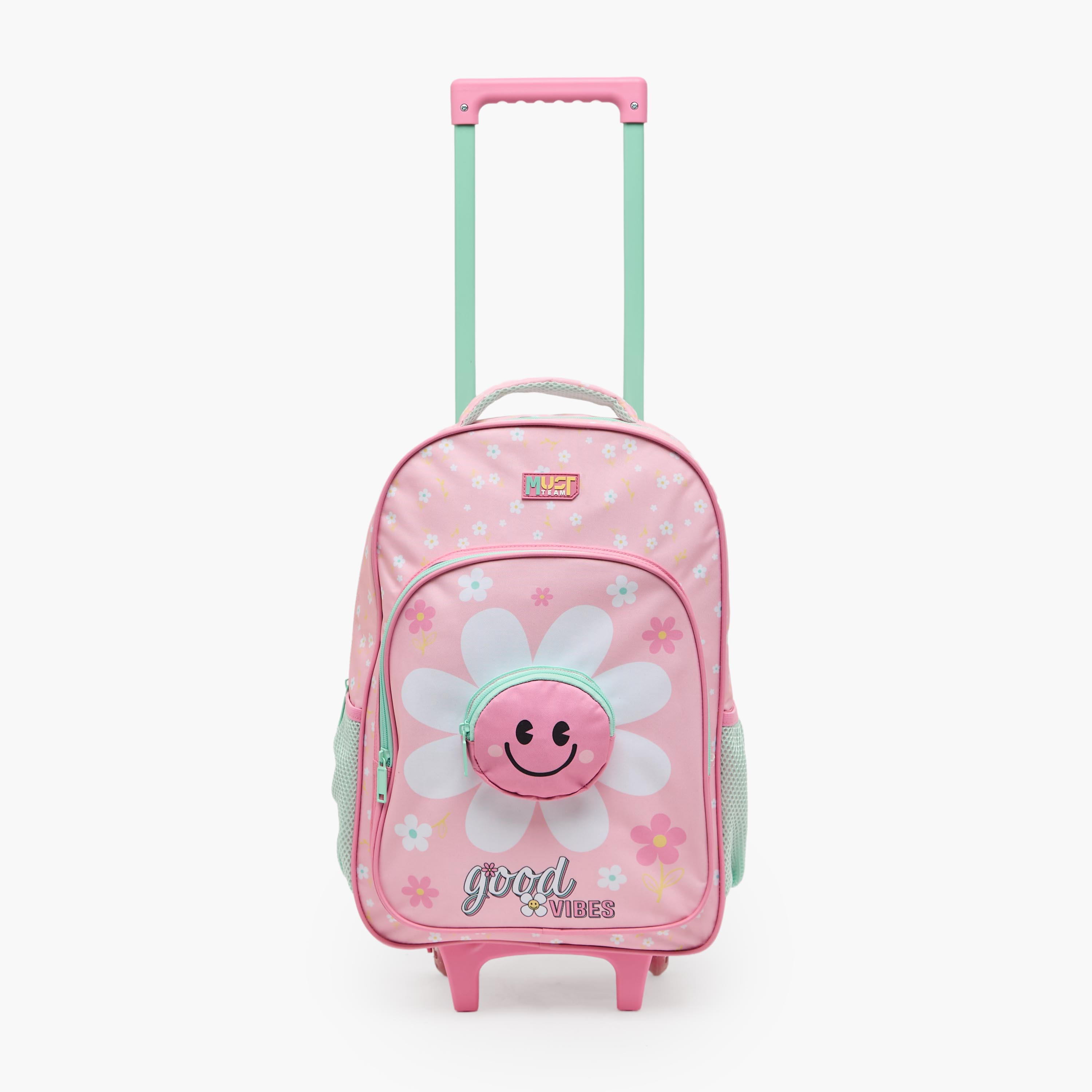 طقم شنطة ترولي مدرسية 5 قطع للبنات 5-8 سنوات مع شنطة غداء وطبعات من مست تيم - 16 بوصة-school-bagsandbackpacks-trolleybags-image-6