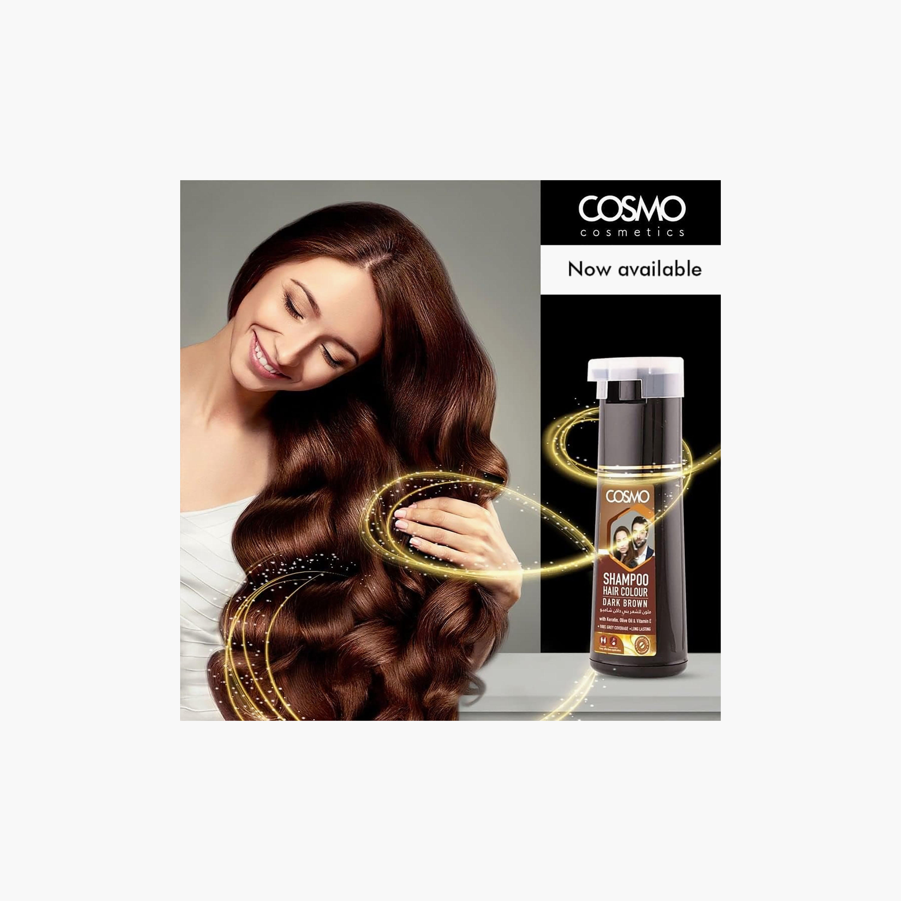 شامبو صبغة الشعر السريعة لون بني طبيعي من كوزمو - 180 مل-beautyandpersonalcare-hair-haircare-conditioners-image-2