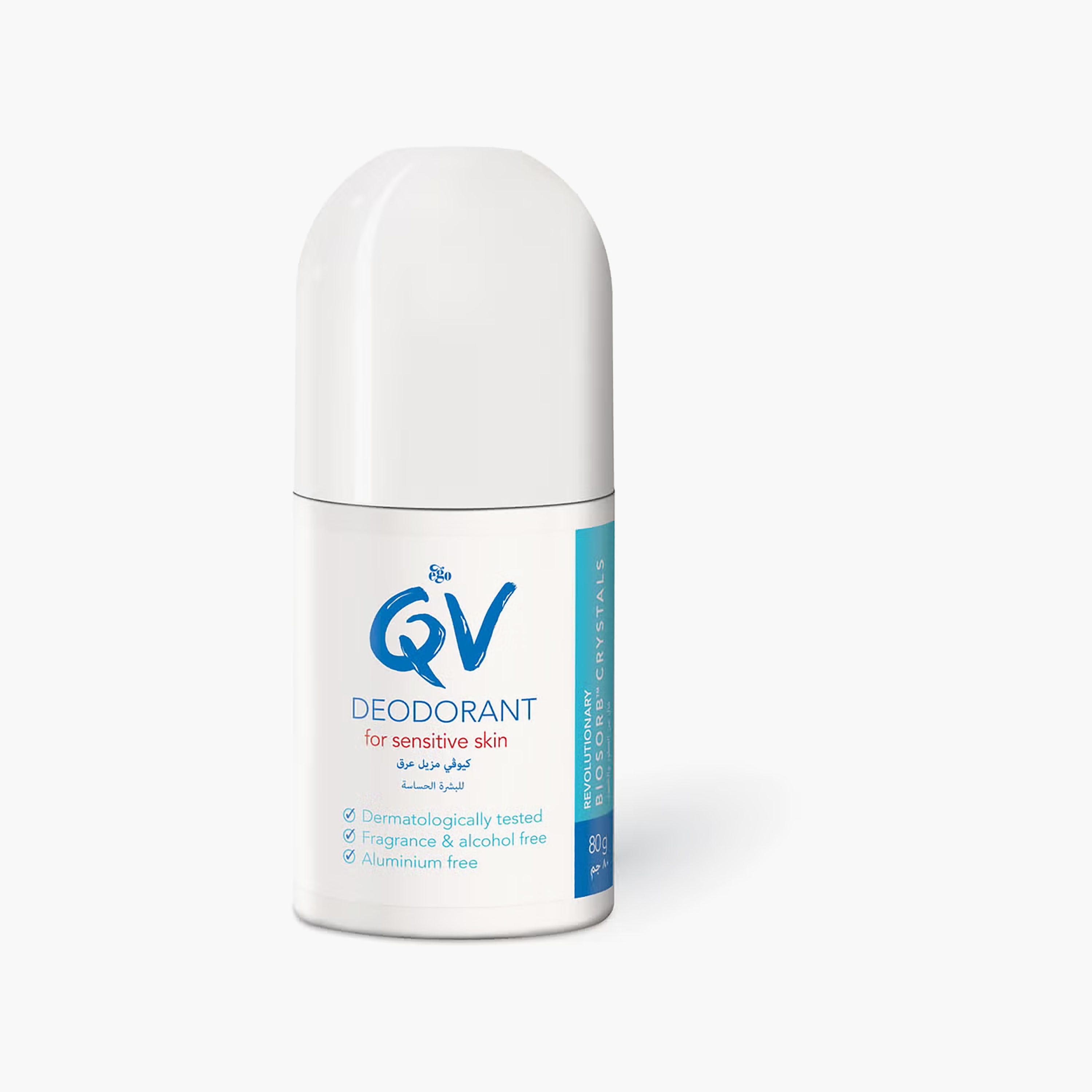 مذيل عرق رول أون للبشرة الحساسة خالي من الكحول من كيو في - 80 جم-beautyandpersonalcare-bathandbody-hygieneessentials-image-1