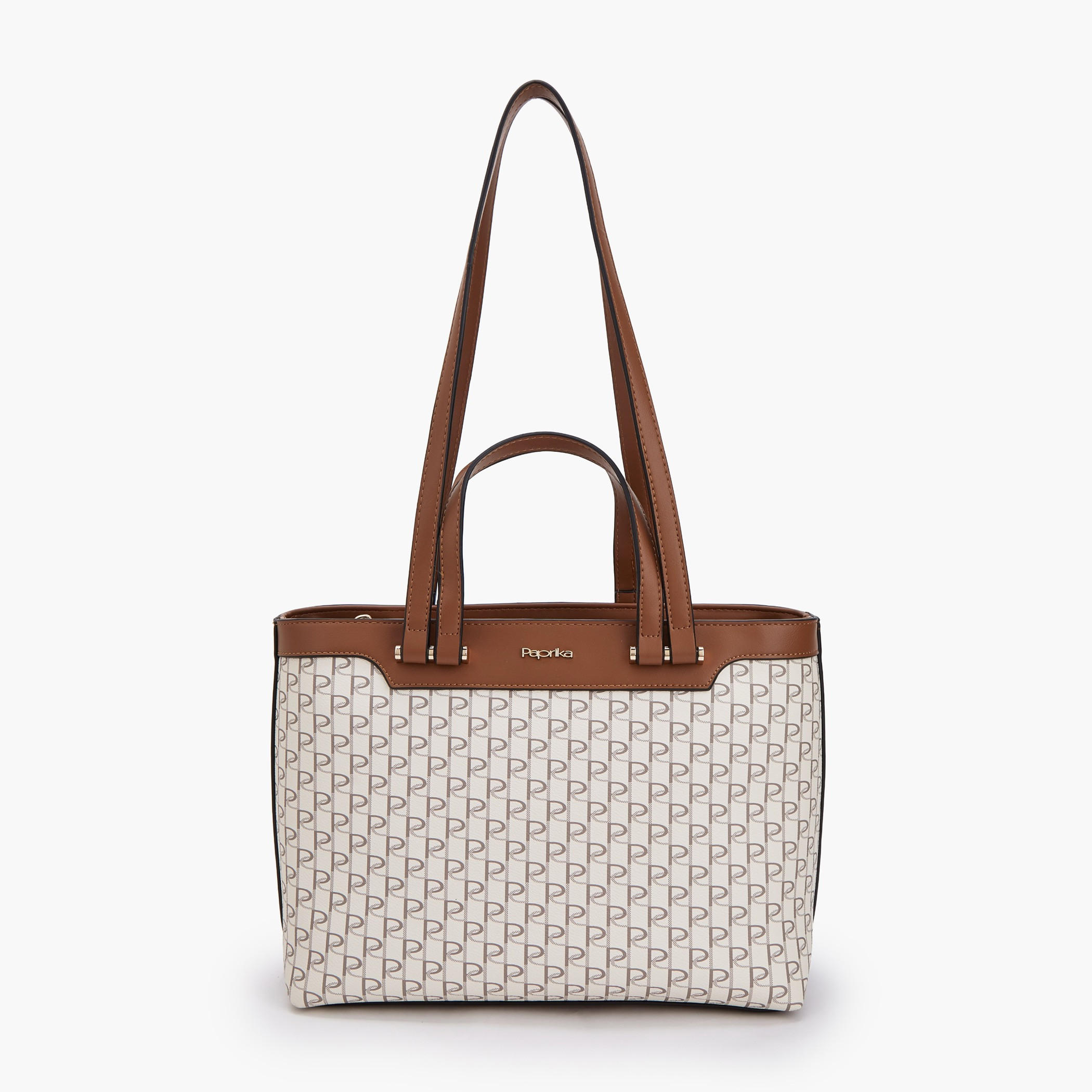 شنطة توتي بطبعات مونوجرام ومقبض مزدوج من بابريكا-women-bagsandwallets-handbags-image-1