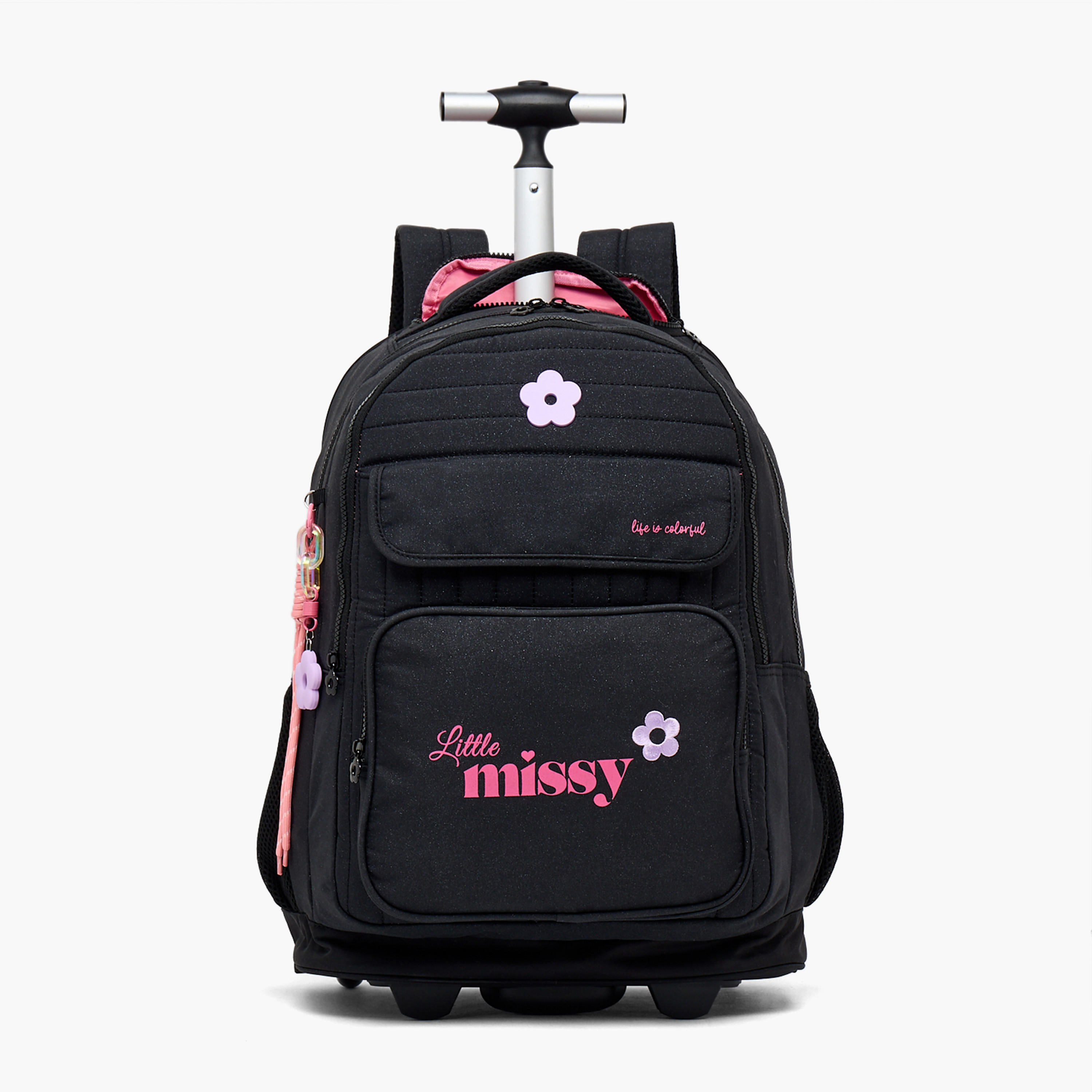 Little Missy Printed Trolley Bag for Girls 13+ Years with Front Utility Pocket-school-bagsandbackpacks-trolleybags-image-1