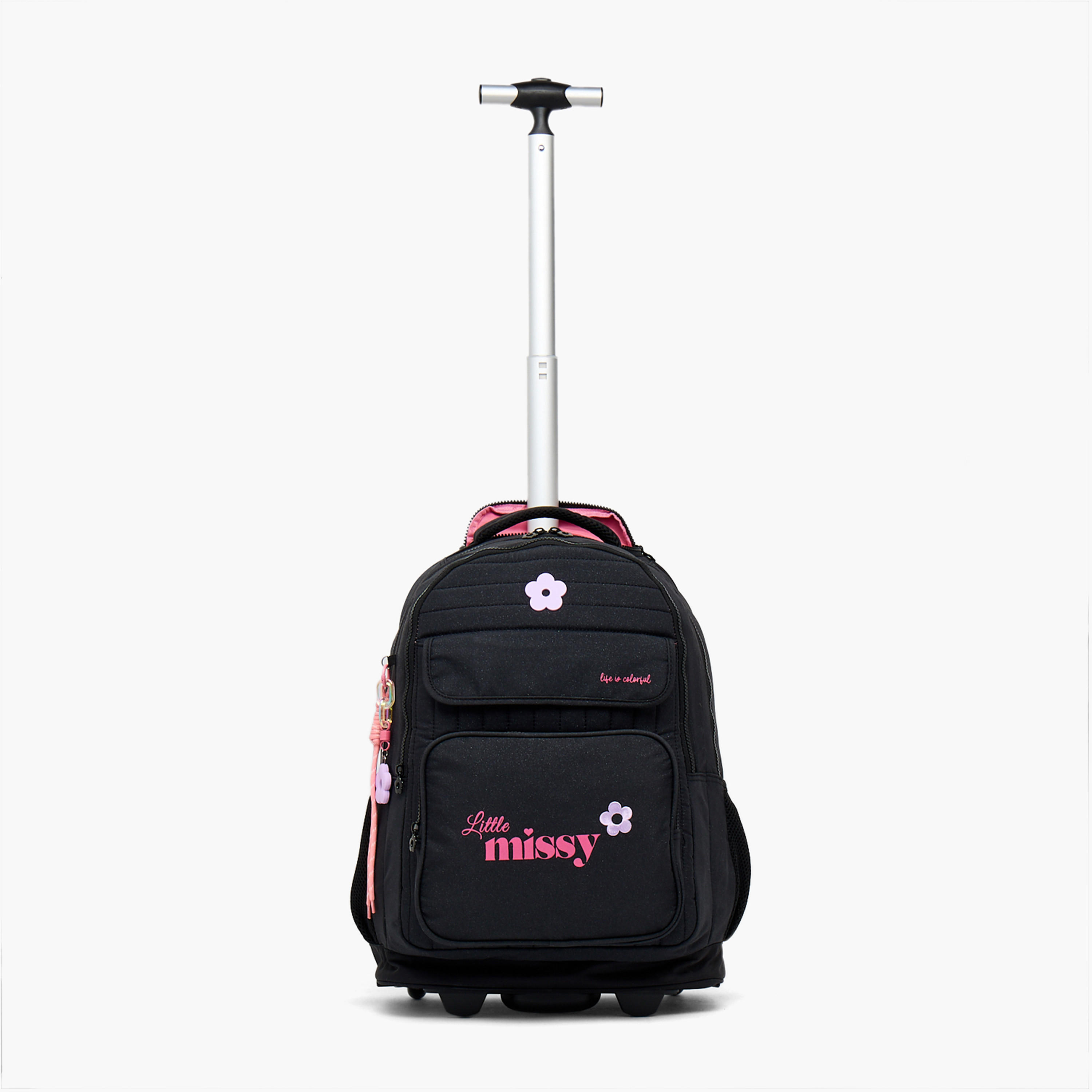 Little Missy Printed Trolley Bag for Girls 13+ Years with Front Utility Pocket-school-bagsandbackpacks-trolleybags-image-2