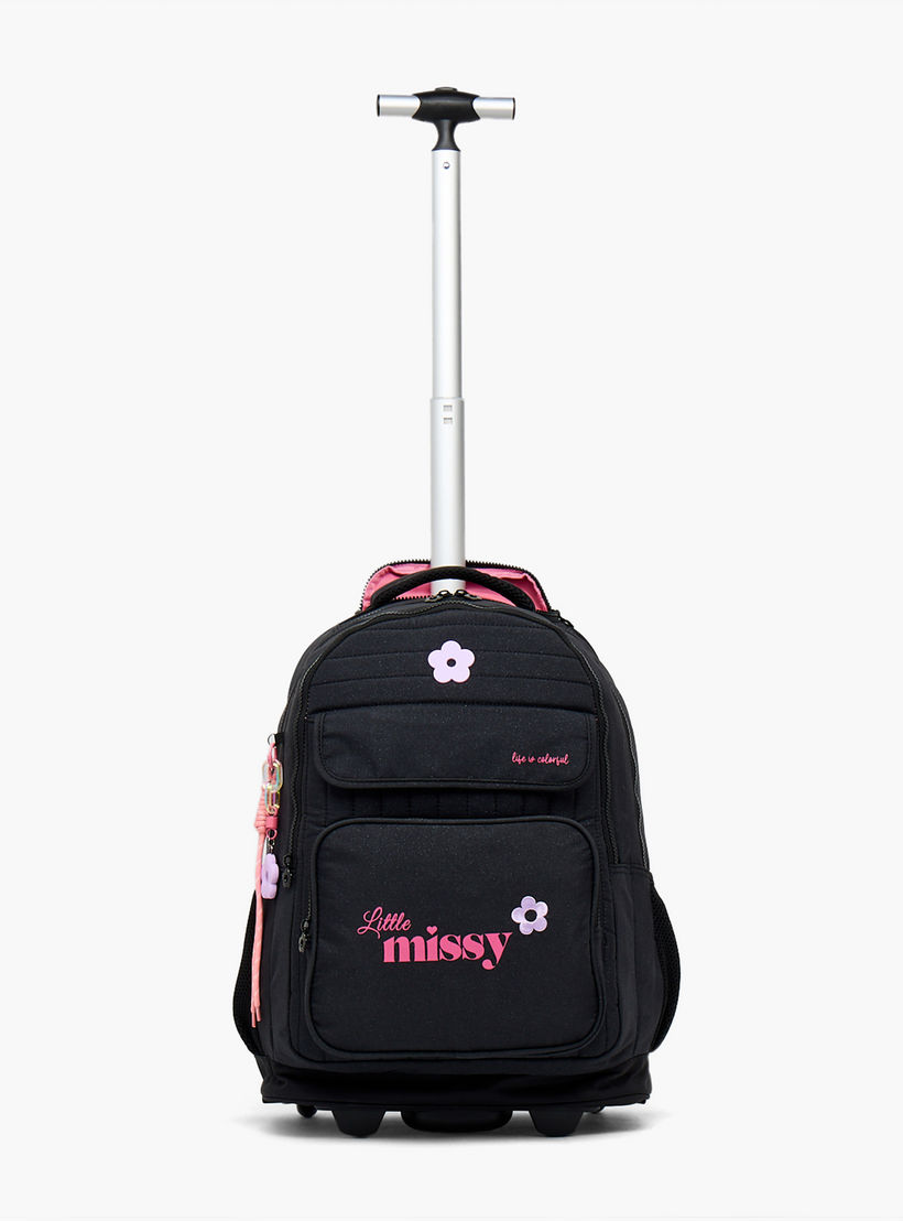 Little Missy Printed Trolley Bag for Girls 13+ Years with Front Utility Pocket-school-bagsandbackpacks-trolleybags-image-2
