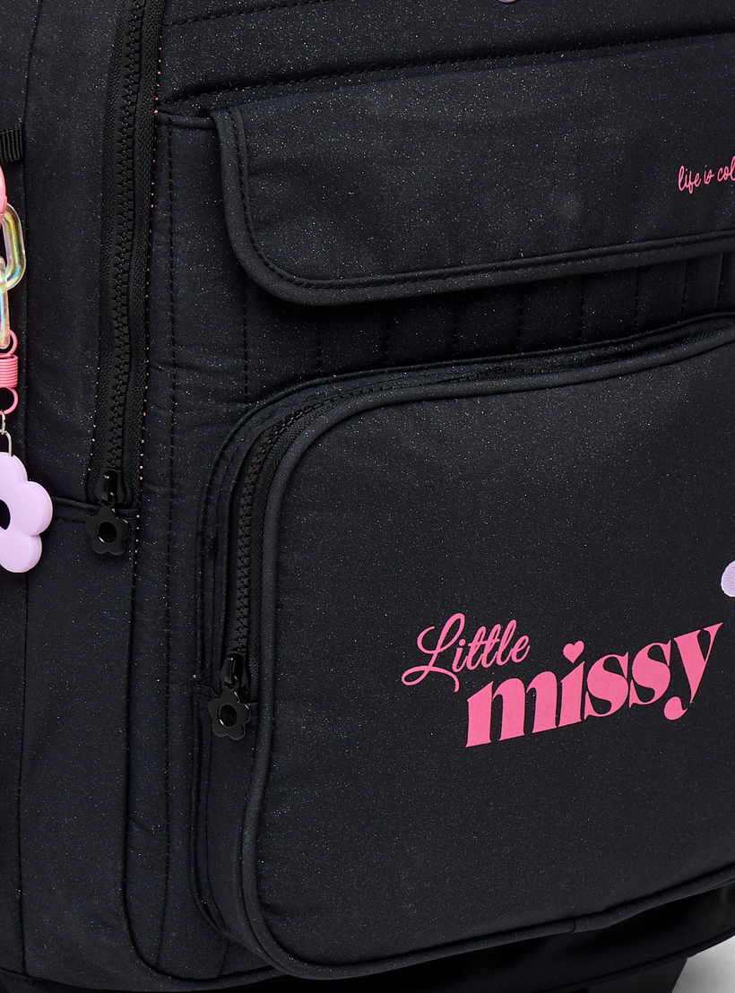 Little Missy Printed Trolley Bag for Girls 13+ Years with Front Utility Pocket-school-bagsandbackpacks-trolleybags-image-4