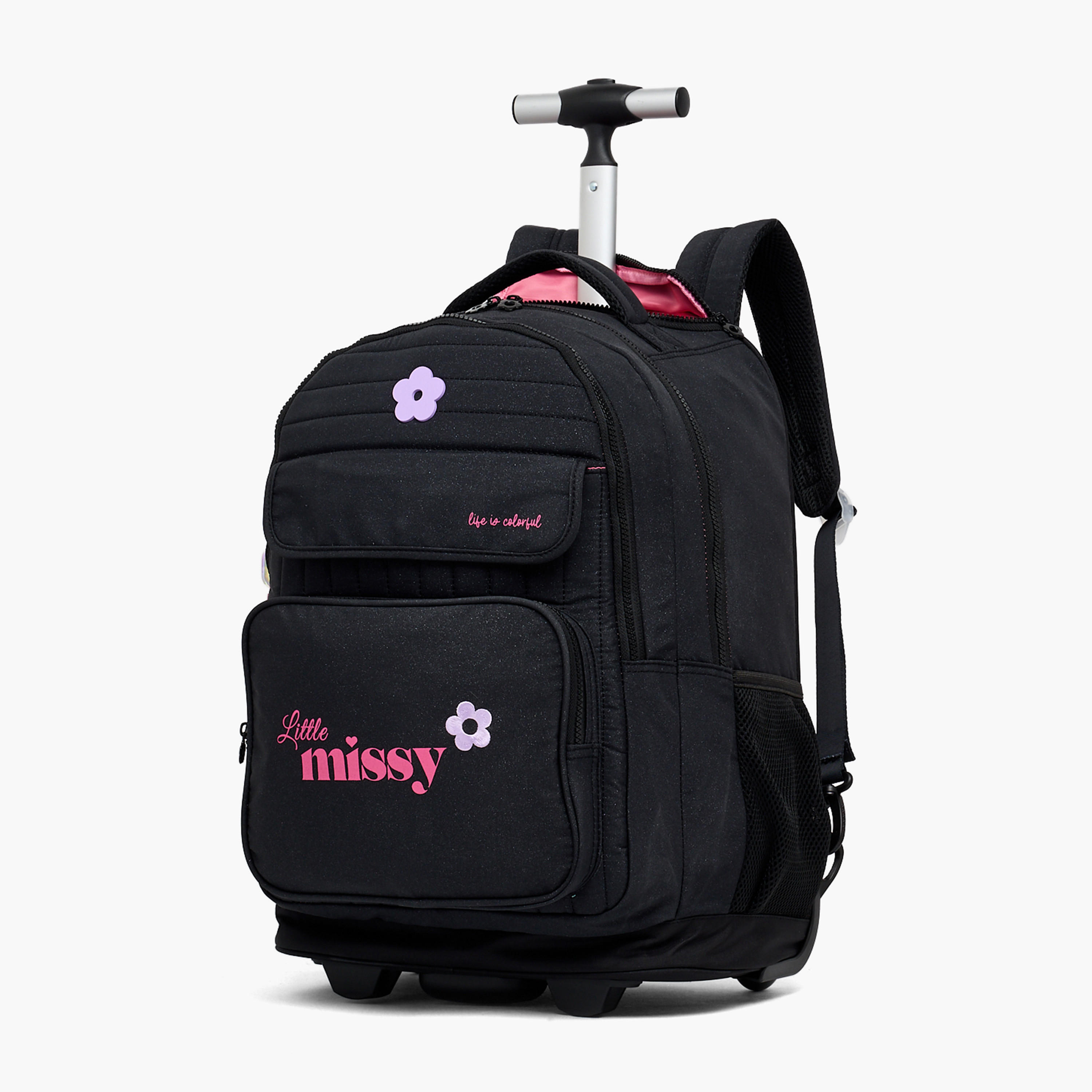 Little Missy Printed Trolley Bag for Girls 13+ Years with Front Utility Pocket-school-bagsandbackpacks-trolleybags-image-6