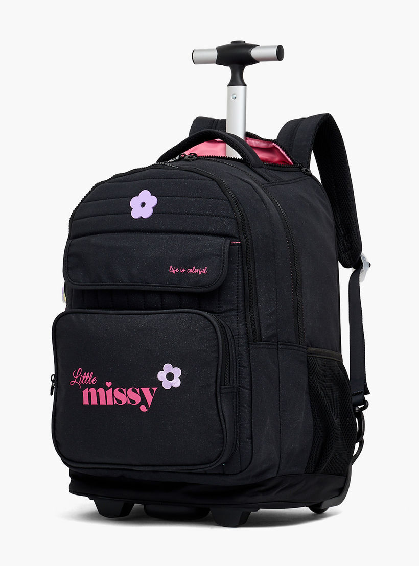Little Missy Printed Trolley Bag for Girls 13+ Years with Front Utility Pocket-school-bagsandbackpacks-trolleybags-image-6