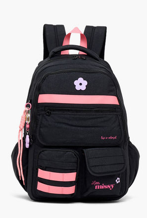 Little Missy Floral Applique Backpack for Girls 13+ Years with Padded Laptop Sleeve-school-image-1