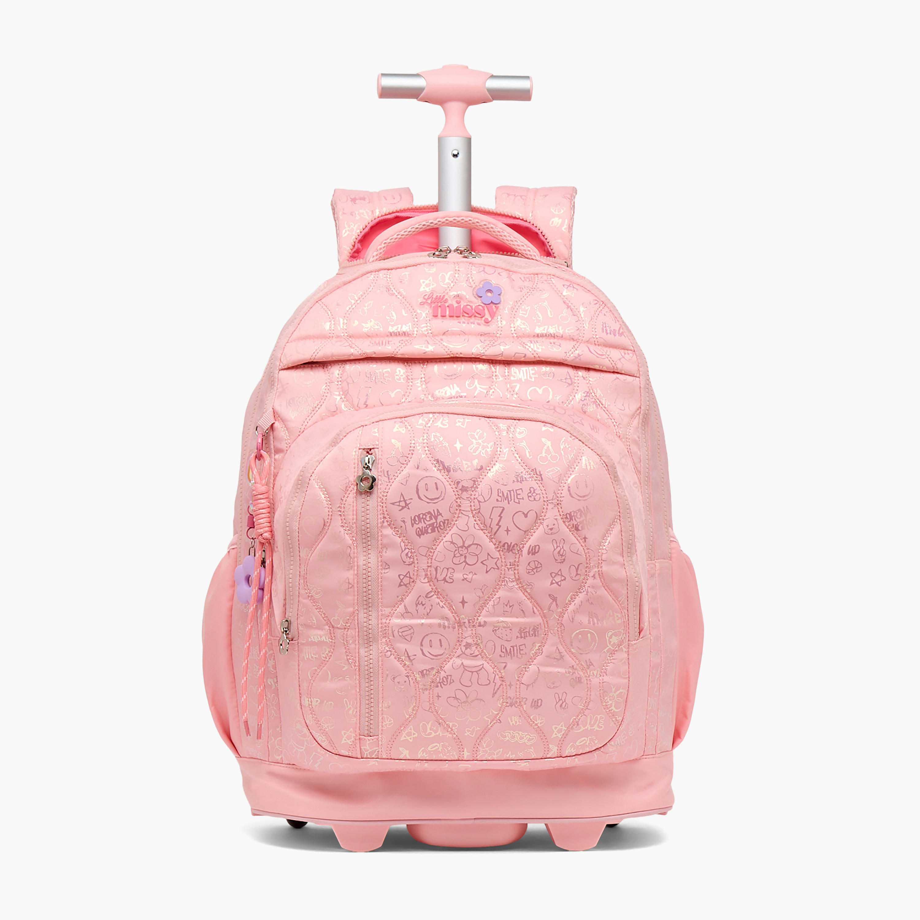 Little Missy Quilted Trolley Bag for Girls 13+ Years with Durable Wheels-school-bagsandbackpacks-trolleybags-image-1
