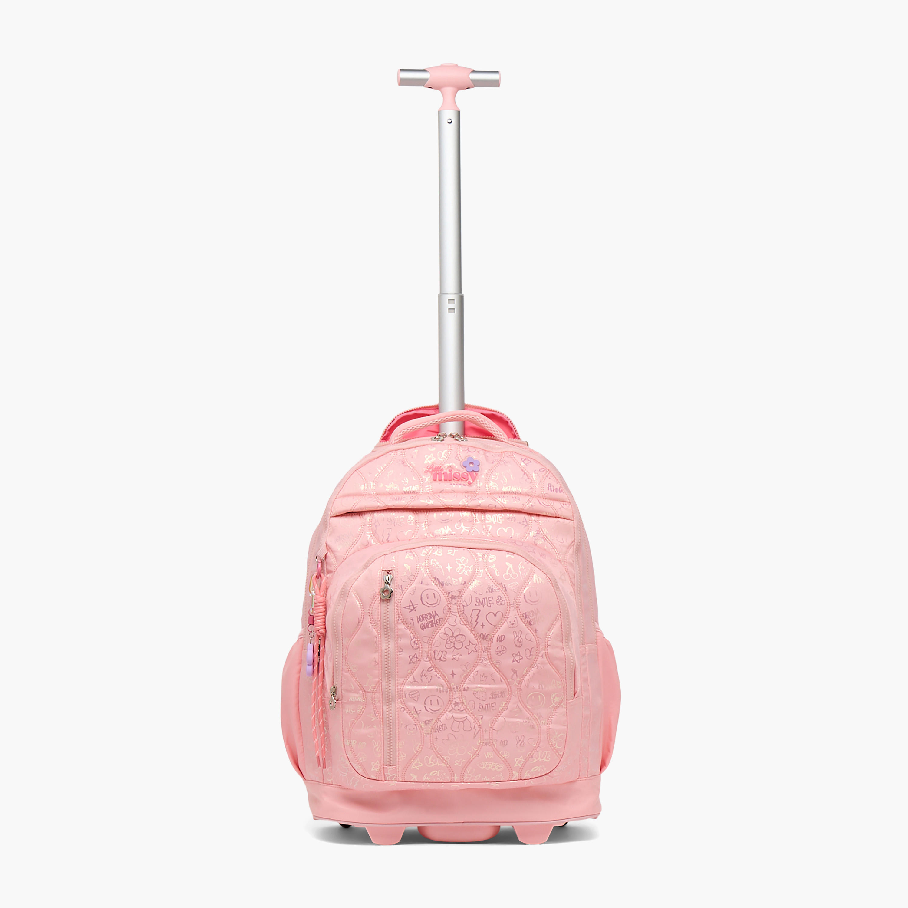 Little Missy Quilted Trolley Bag for Girls 13+ Years with Durable Wheels-school-bagsandbackpacks-trolleybags-image-2