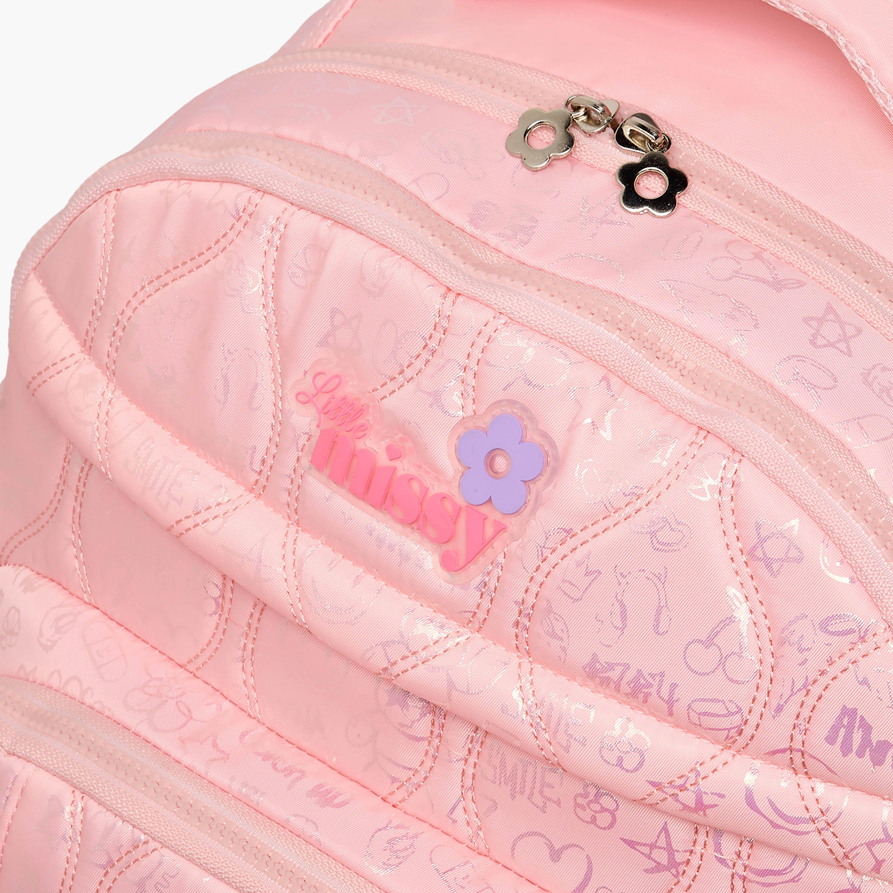 Little Missy Quilted Trolley Bag for Girls 13+ Years with Durable Wheels-school-bagsandbackpacks-trolleybags-image-3