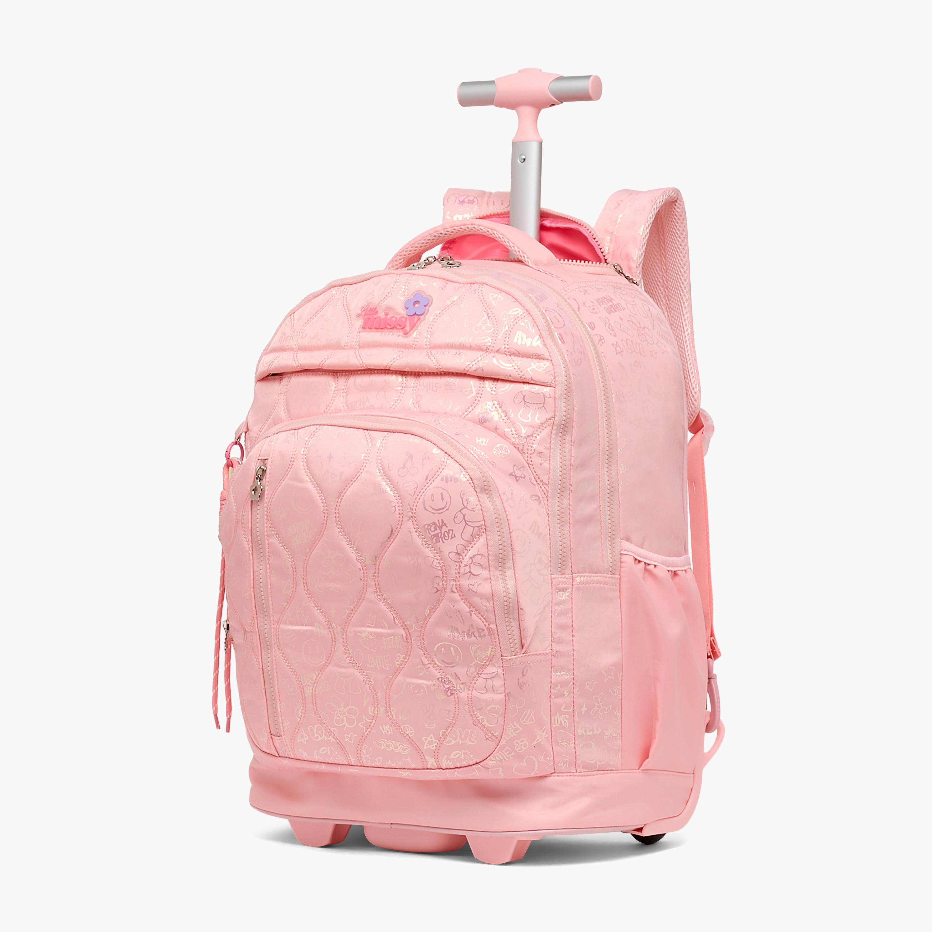 Little Missy Quilted Trolley Bag for Girls 13+ Years with Durable Wheels-school-bagsandbackpacks-trolleybags-image-6