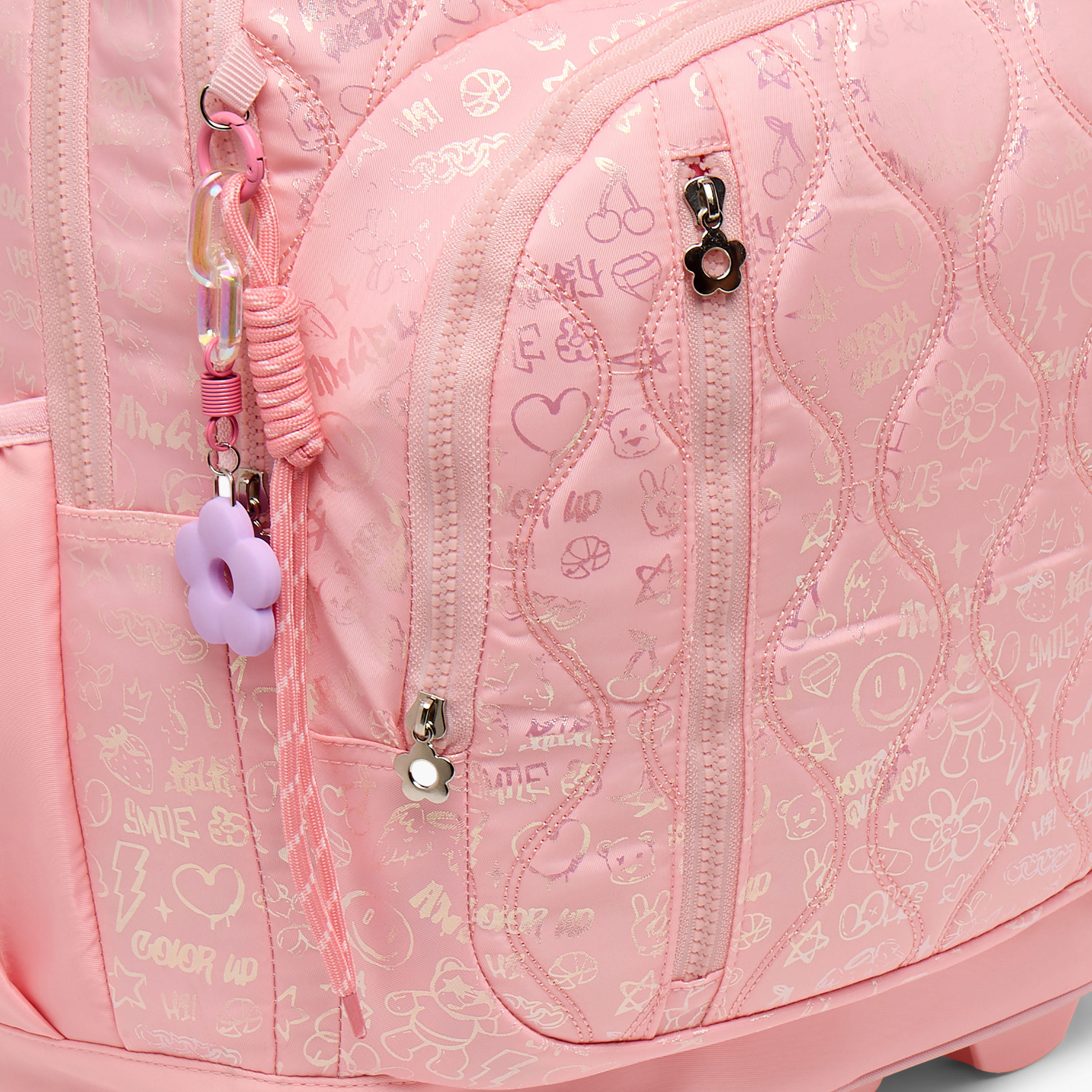 شنطة ترولي مبطنة للبنات من 13 سنة فأكثر بعجلات متينة من ليتل ميسي-school-bagsandbackpacks-trolleybags-image-6
