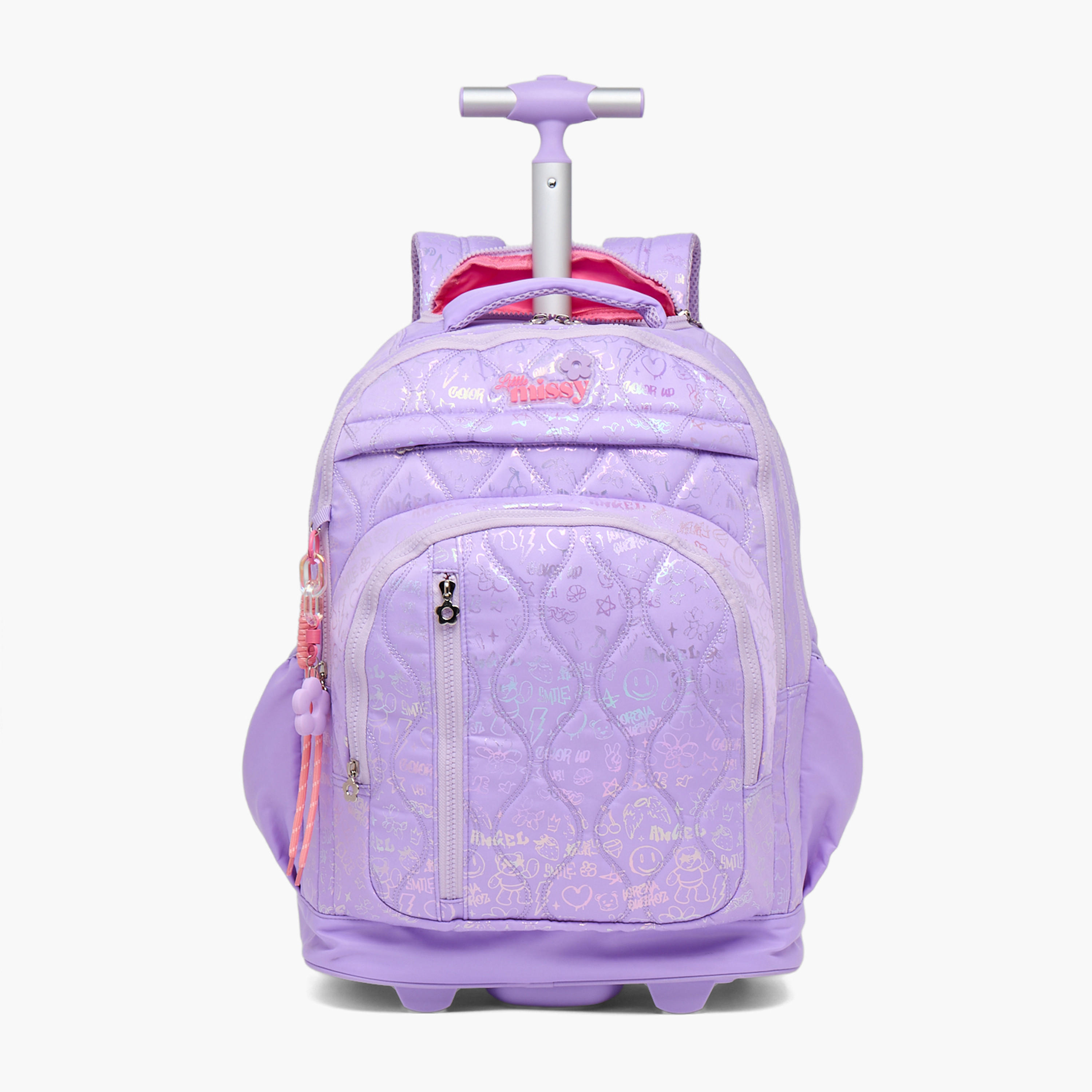 Little Missy Quilted Trolley Bag for Girls 13+ Years with Durable Wheels-school-bagsandbackpacks-trolleybags-image-1