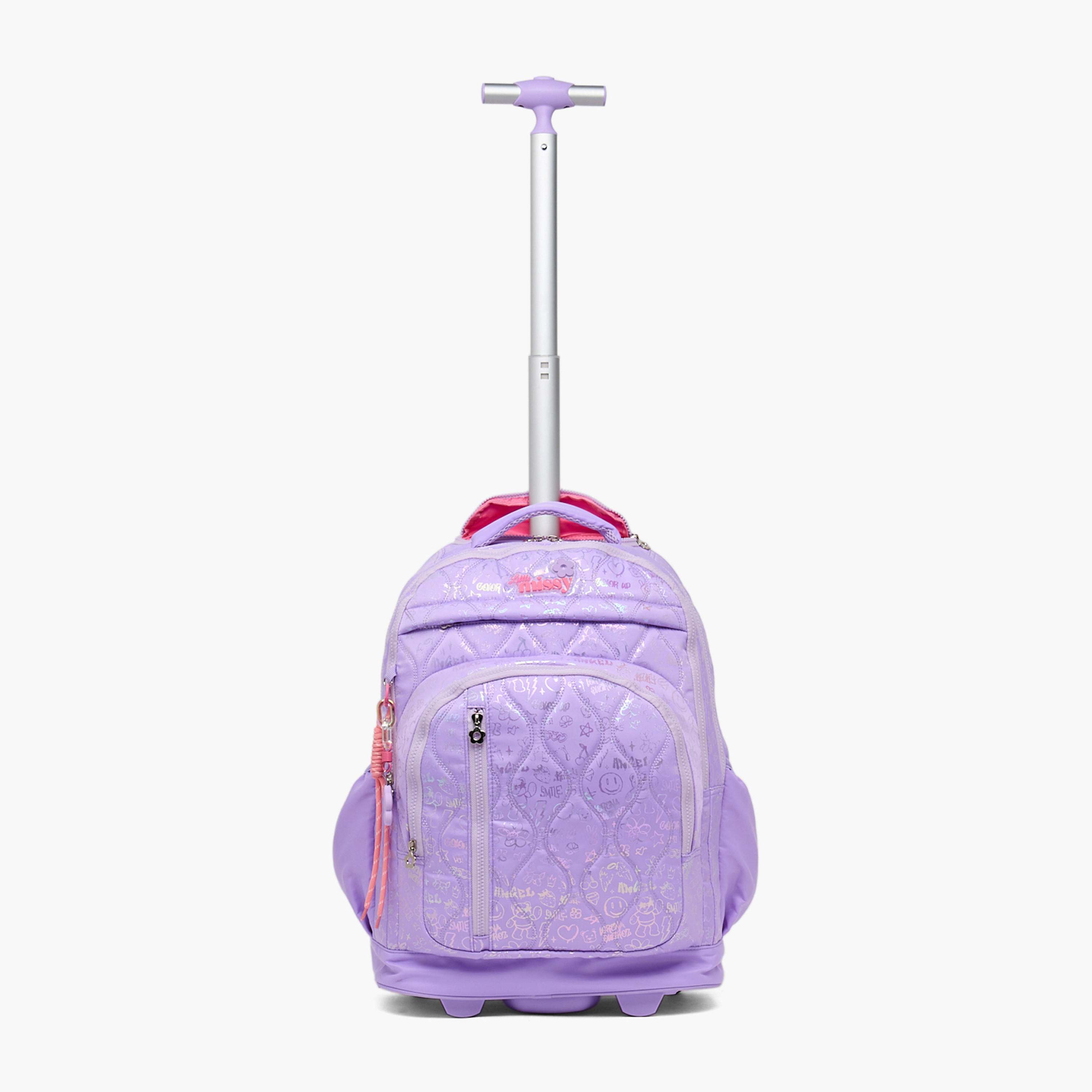 شنطة ترولي مبطنة للبنات من 13 سنة فأكثر بعجلات متينة من ليتل ميسي-school-bagsandbackpacks-trolleybags-image-2