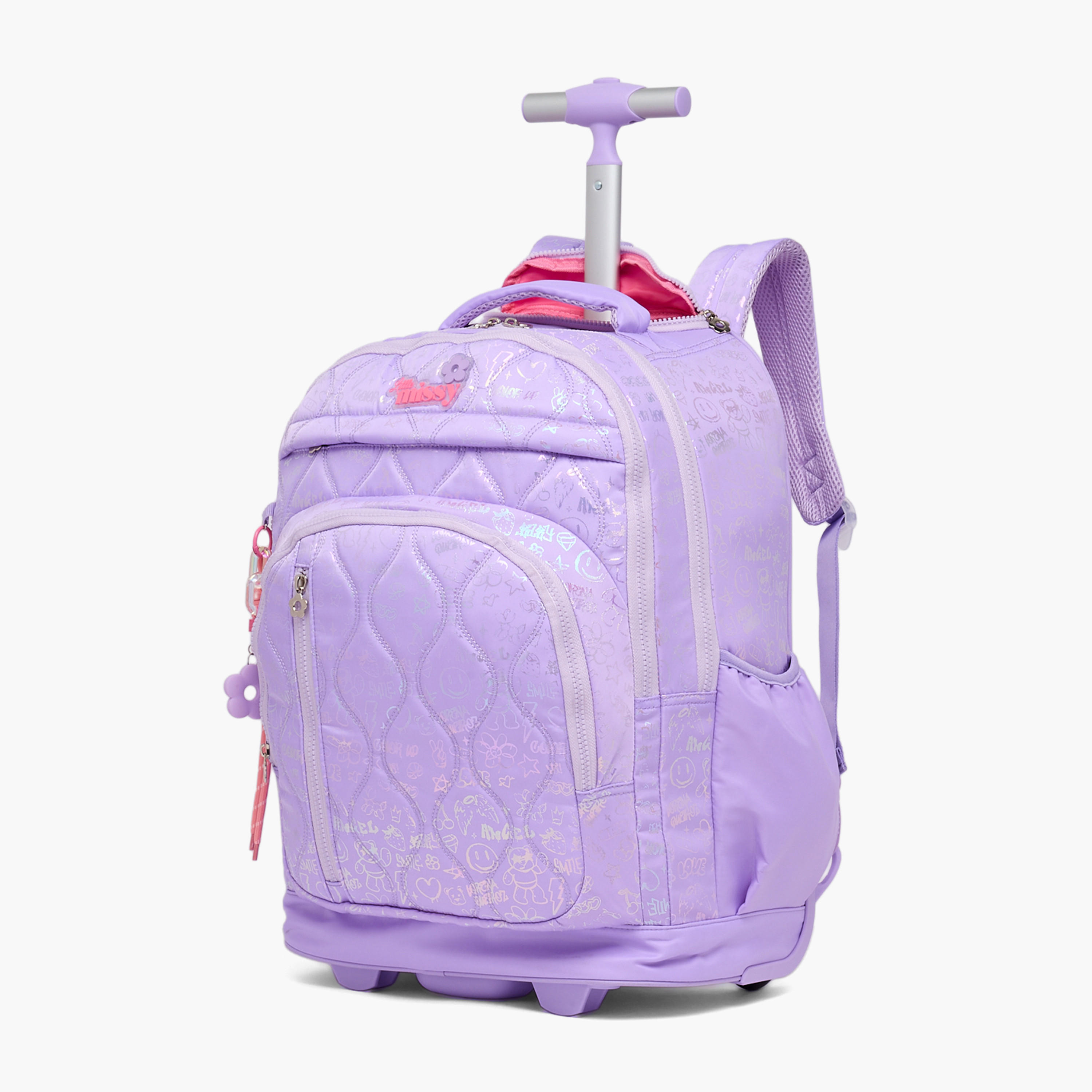 شنطة ترولي مبطنة للبنات من 13 سنة فأكثر بعجلات متينة من ليتل ميسي-school-bagsandbackpacks-trolleybags-image-6
