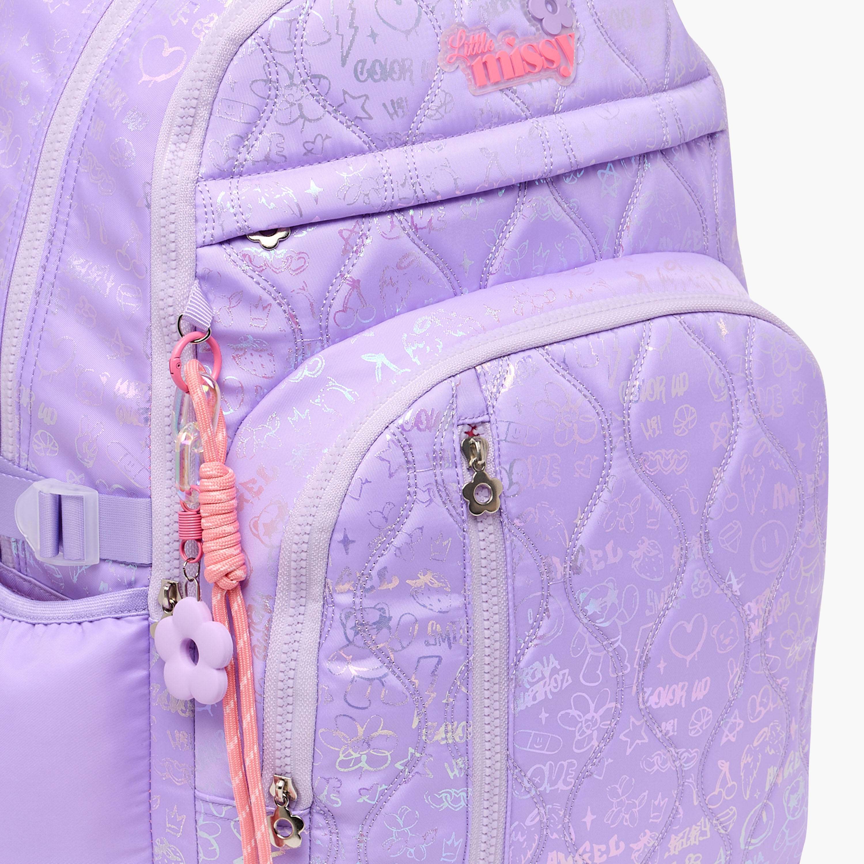 شنطة ظهر بطبعات وبجيب مبطن للابتوب للبنات بعمر 13 سنة فما فوق من ليتل ميسي-school-bagsandbackpacks-backpacks-image-3
